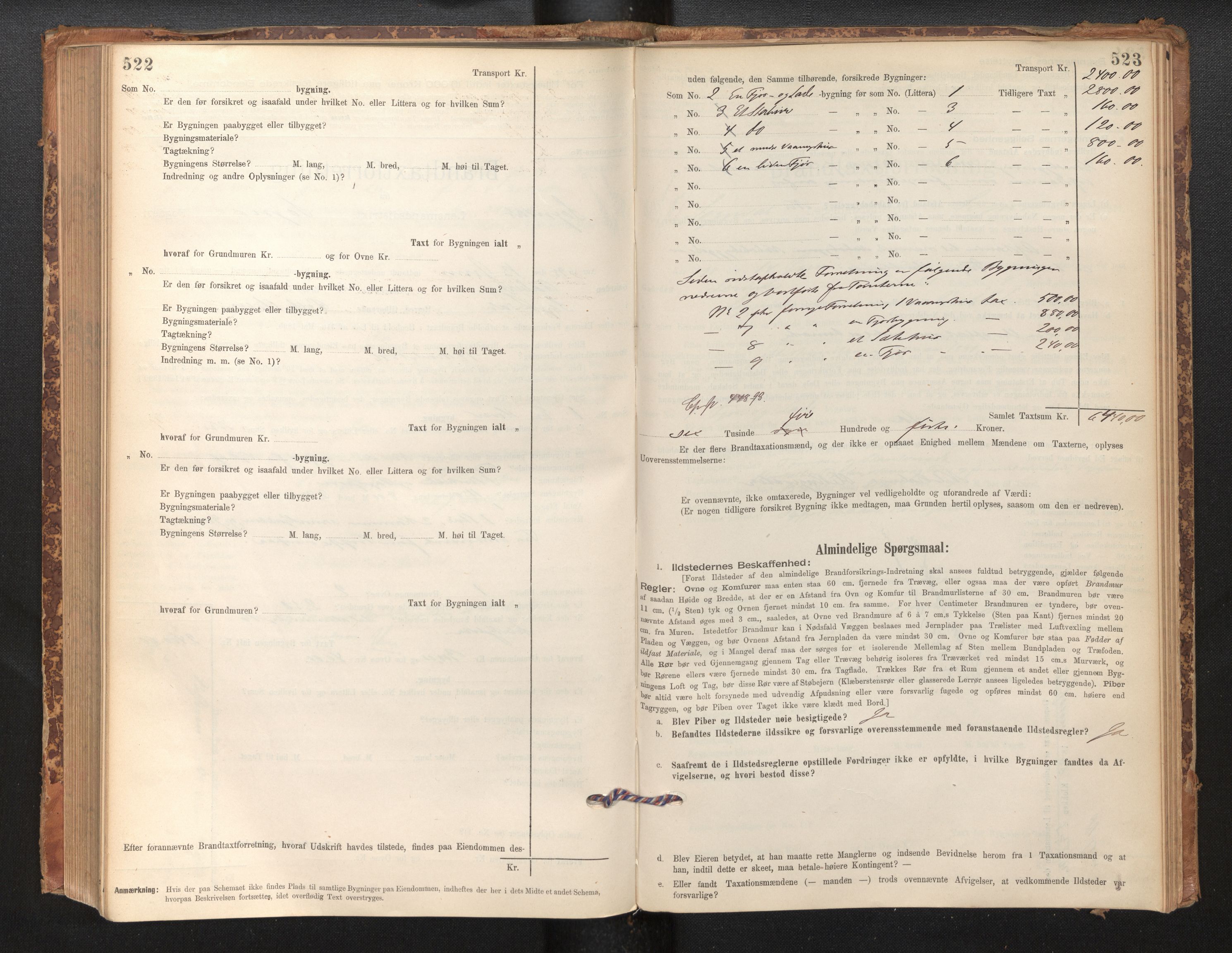 Lensmannen i Sogndal, AV/SAB-A-29901/0012/L0008: Branntakstprotokoll, skjematakst, 1895-1906, p. 522-523