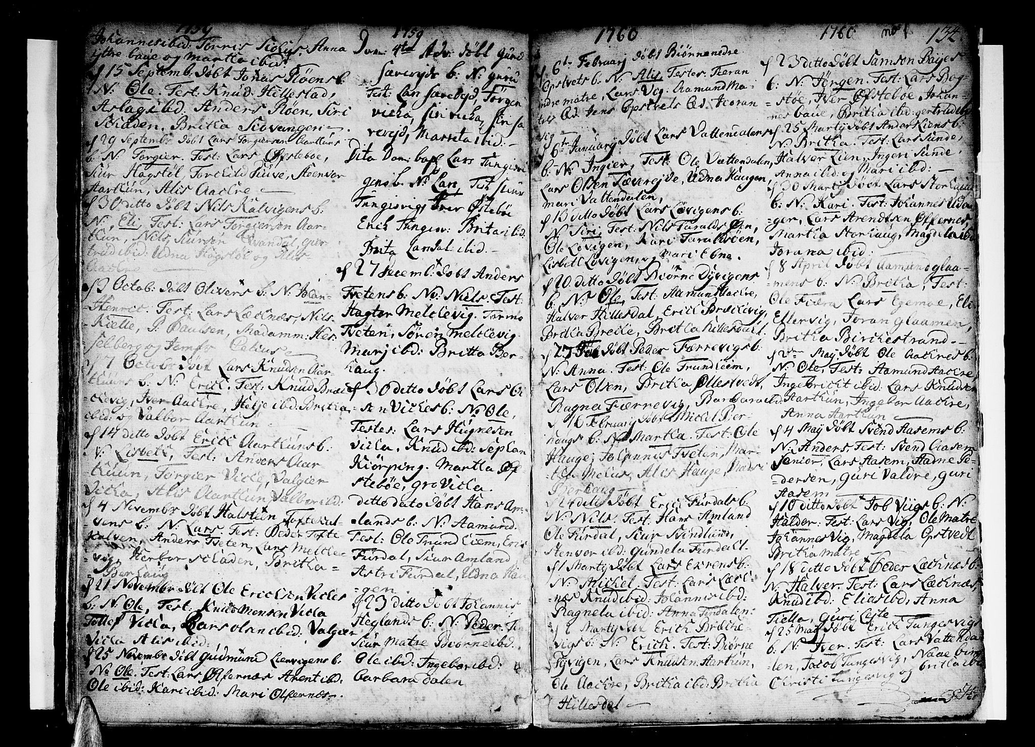 Skånevik sokneprestembete, SAB/A-77801/H/Haa: Parish register (official) no. A 1, 1745-1789, p. 134
