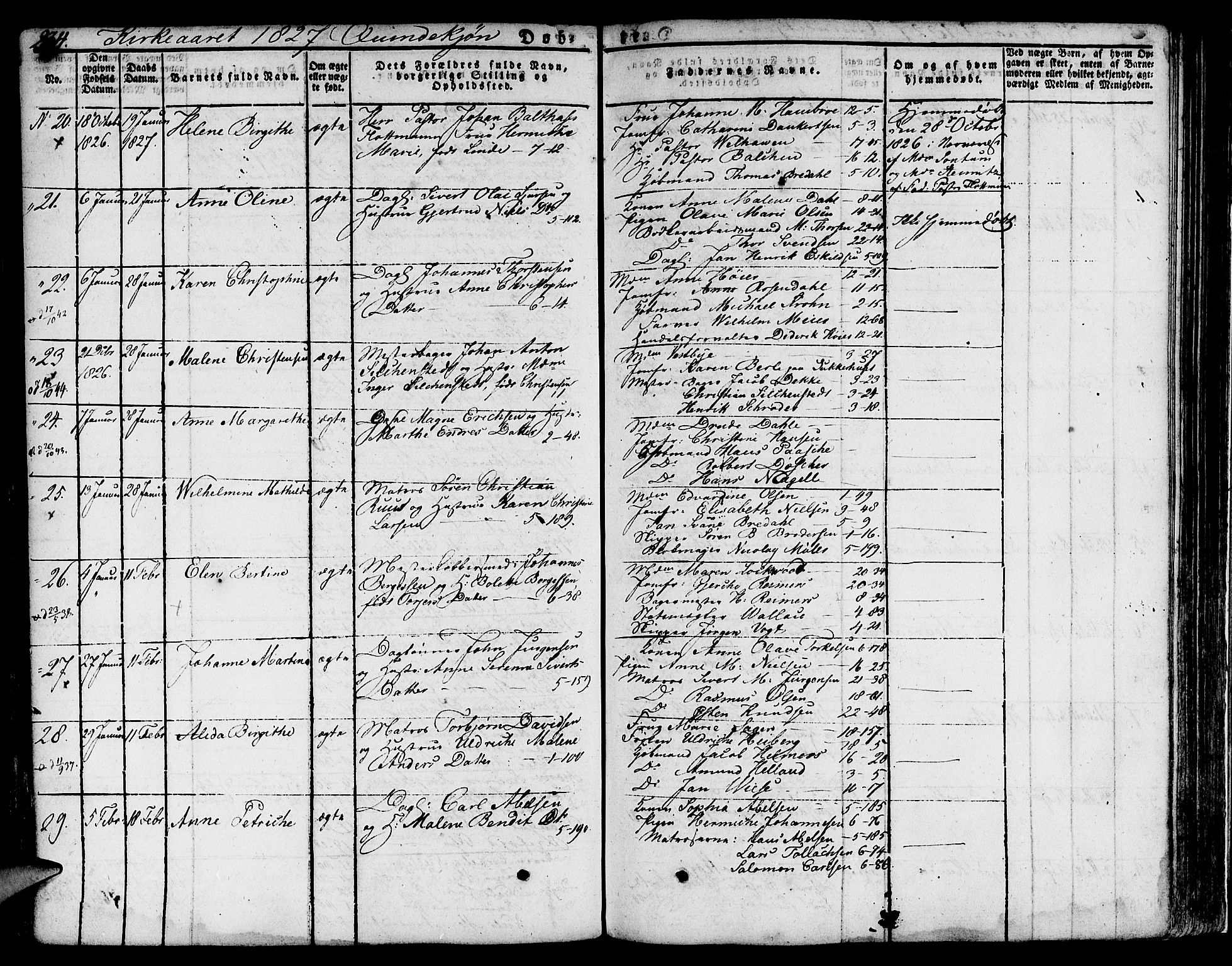 Nykirken Sokneprestembete, SAB/A-77101/H/Hab: Parish register (copy) no. A 5I, 1821-1841, p. 234