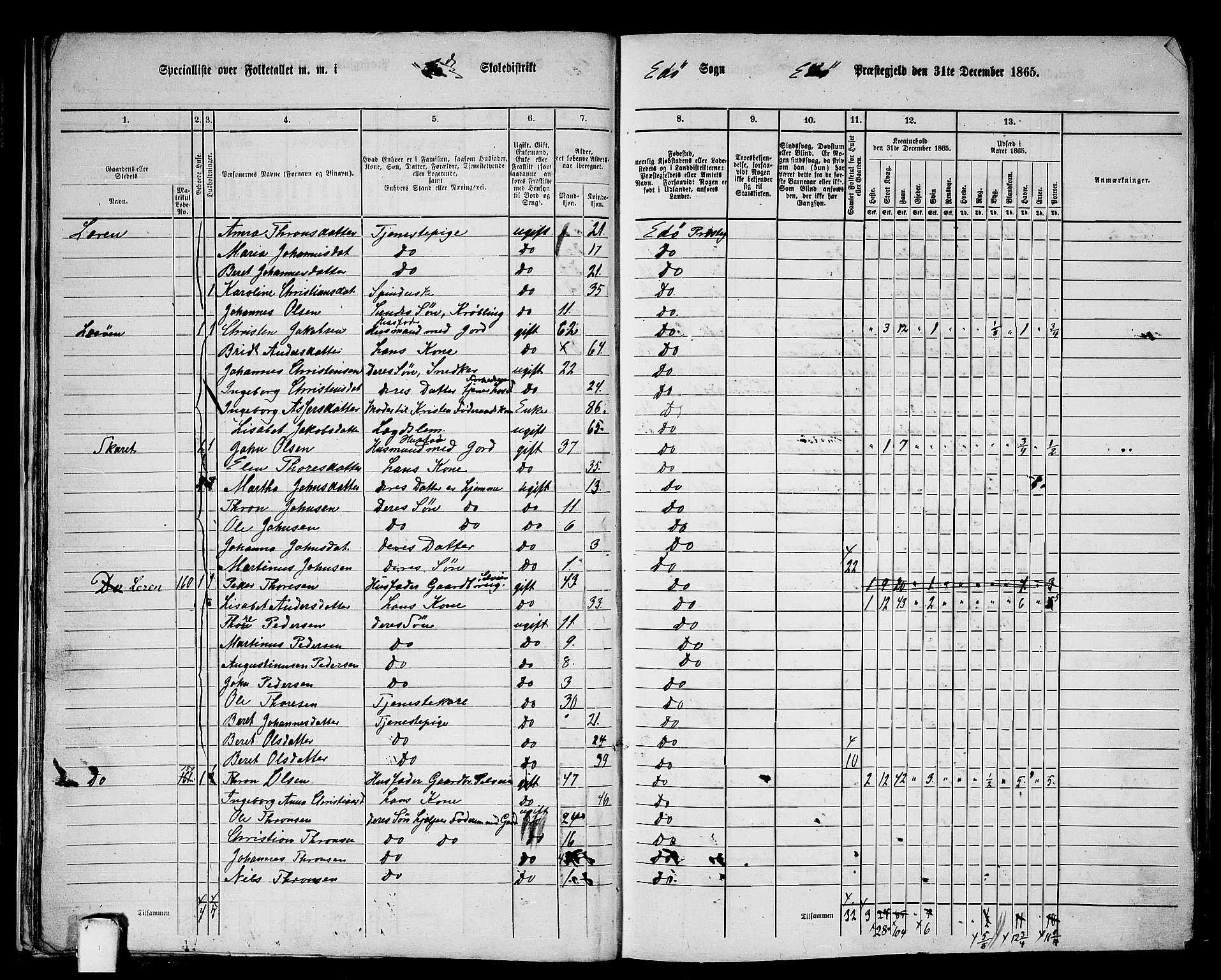 RA, 1865 census for Edøy, 1865, p. 25