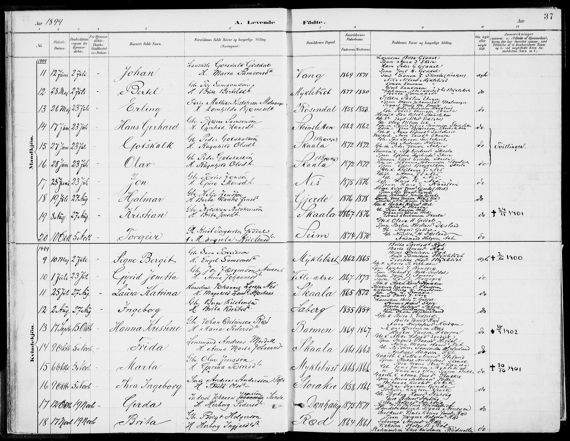 Kvinnherad sokneprestembete, SAB/A-76401/H/Haa: Parish register (official) no. B  1, 1887-1921, p. 37