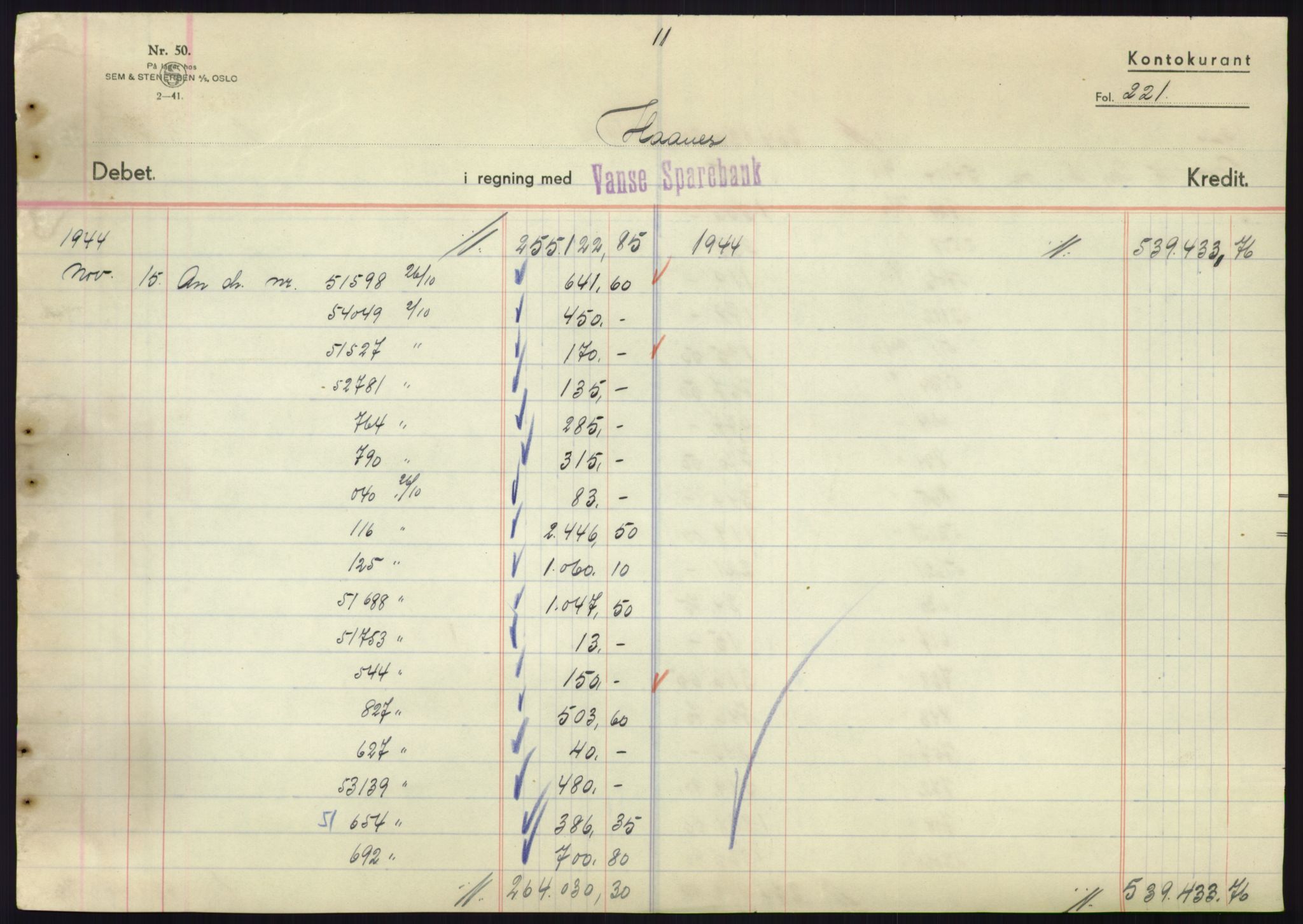 Forsvarsdepartementet, 10. kontor / Oppgjørskontoret, AV/RA-RAFA-1225/D/Db/L0180: Lista oppgjørskontor, 1942-1952, p. 2127