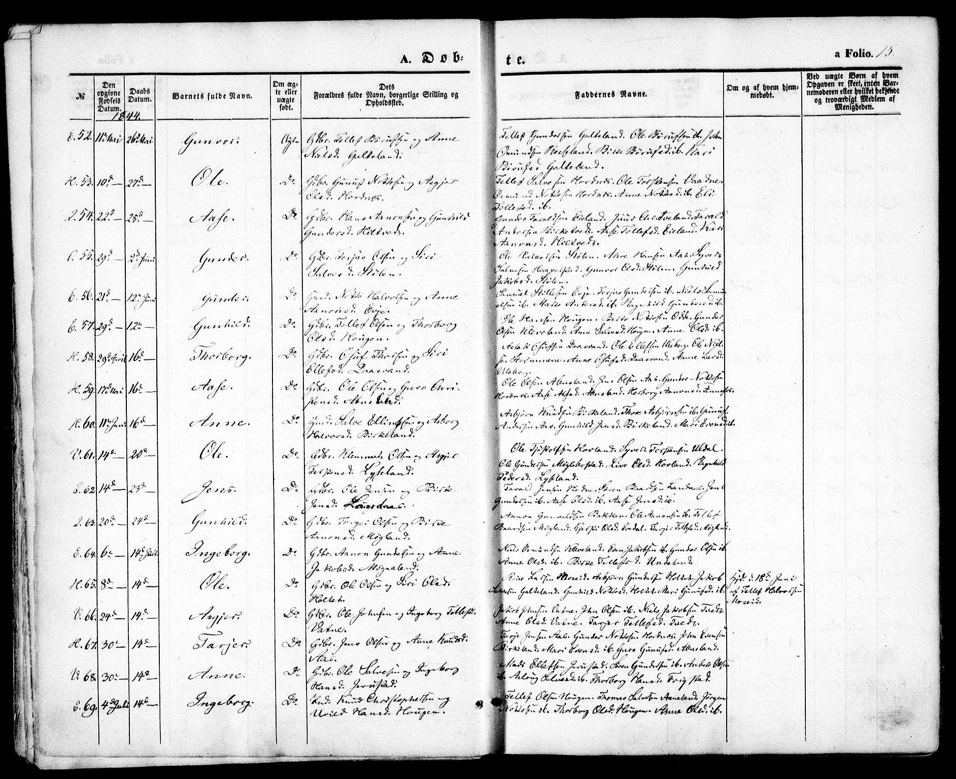 Evje sokneprestkontor, AV/SAK-1111-0008/F/Fa/Faa/L0005: Parish register (official) no. A 5, 1843-1865, p. 15