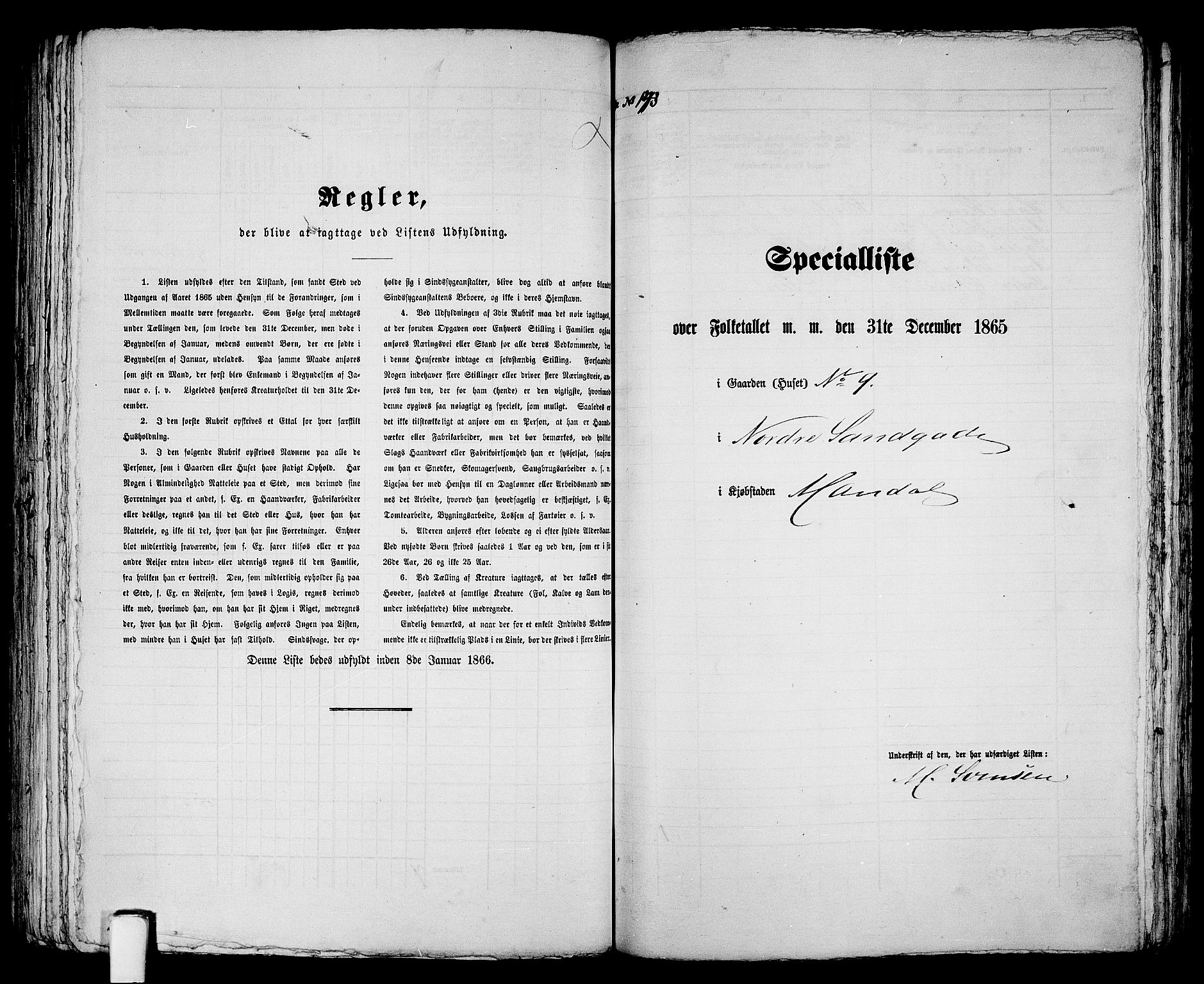 RA, 1865 census for Mandal/Mandal, 1865, p. 288