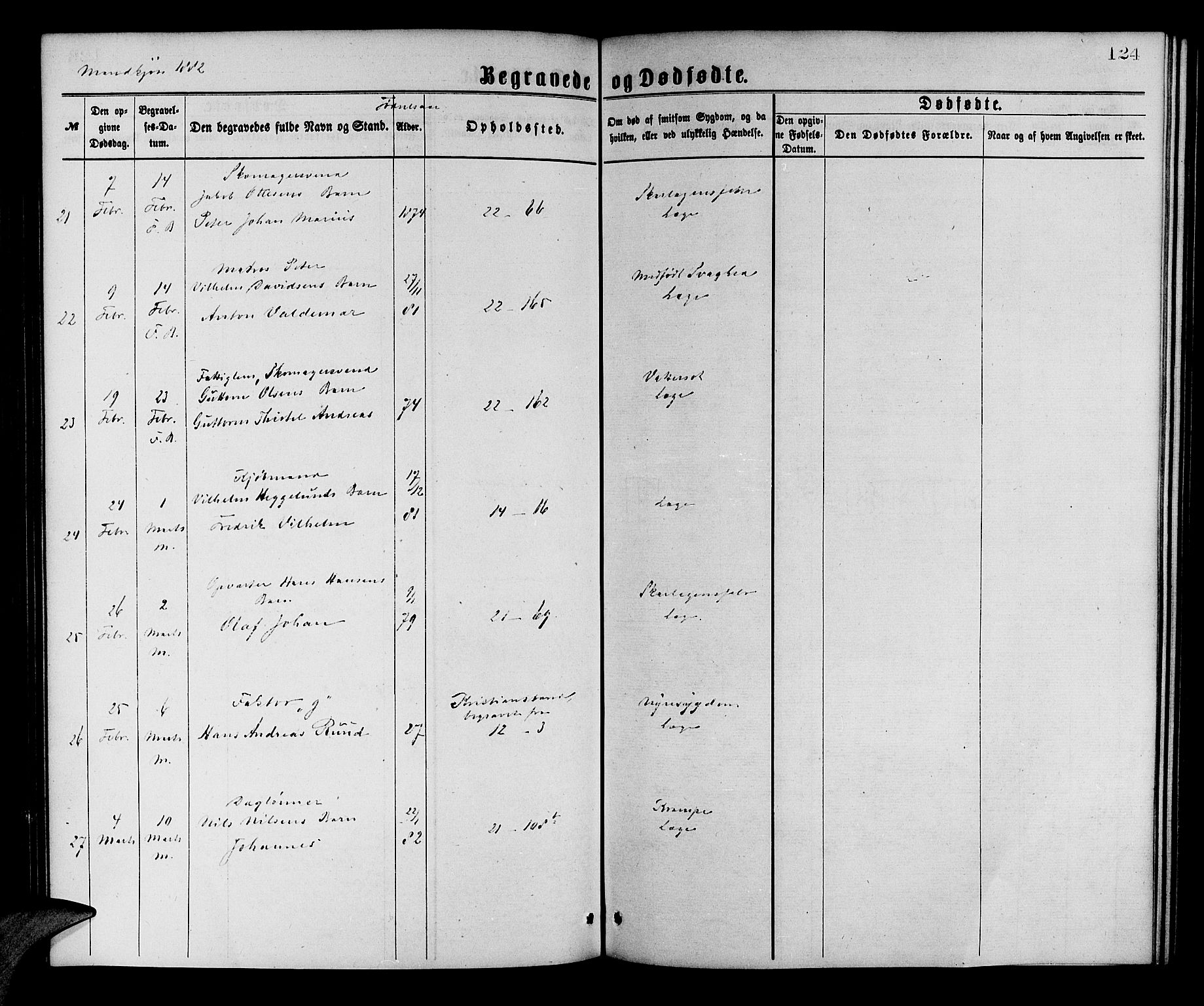 Korskirken sokneprestembete, AV/SAB-A-76101/H/Hab: Parish register (copy) no. E 3, 1871-1883, p. 124