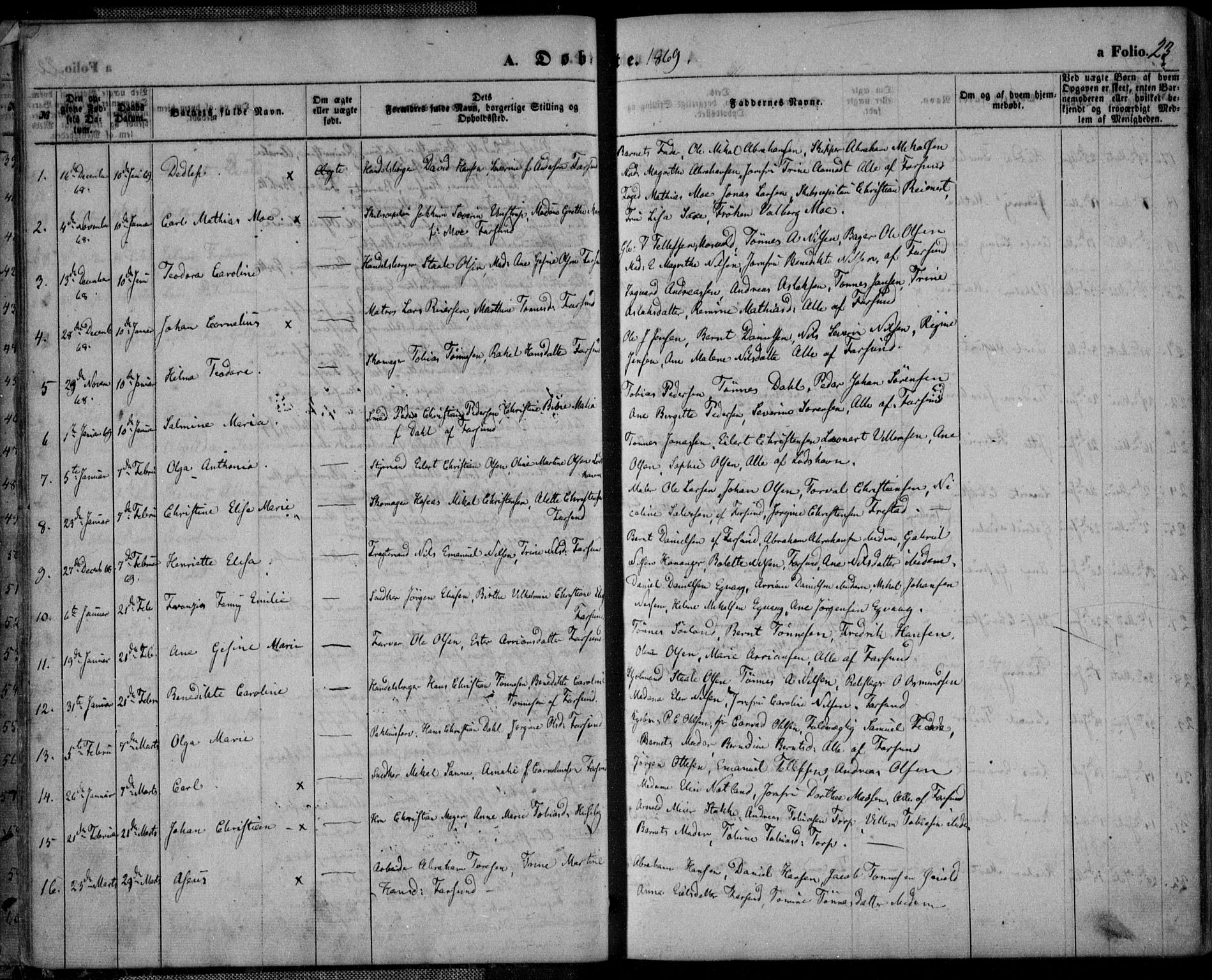 Farsund sokneprestkontor, AV/SAK-1111-0009/F/Fa/L0005: Parish register (official) no. A 5, 1863-1886, p. 23