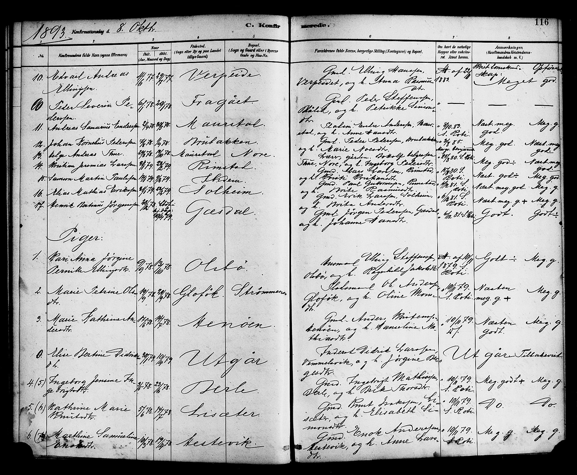 Davik sokneprestembete, AV/SAB-A-79701/H/Haa/Haad/L0001: Parish register (official) no. D 1, 1882-1900, p. 116