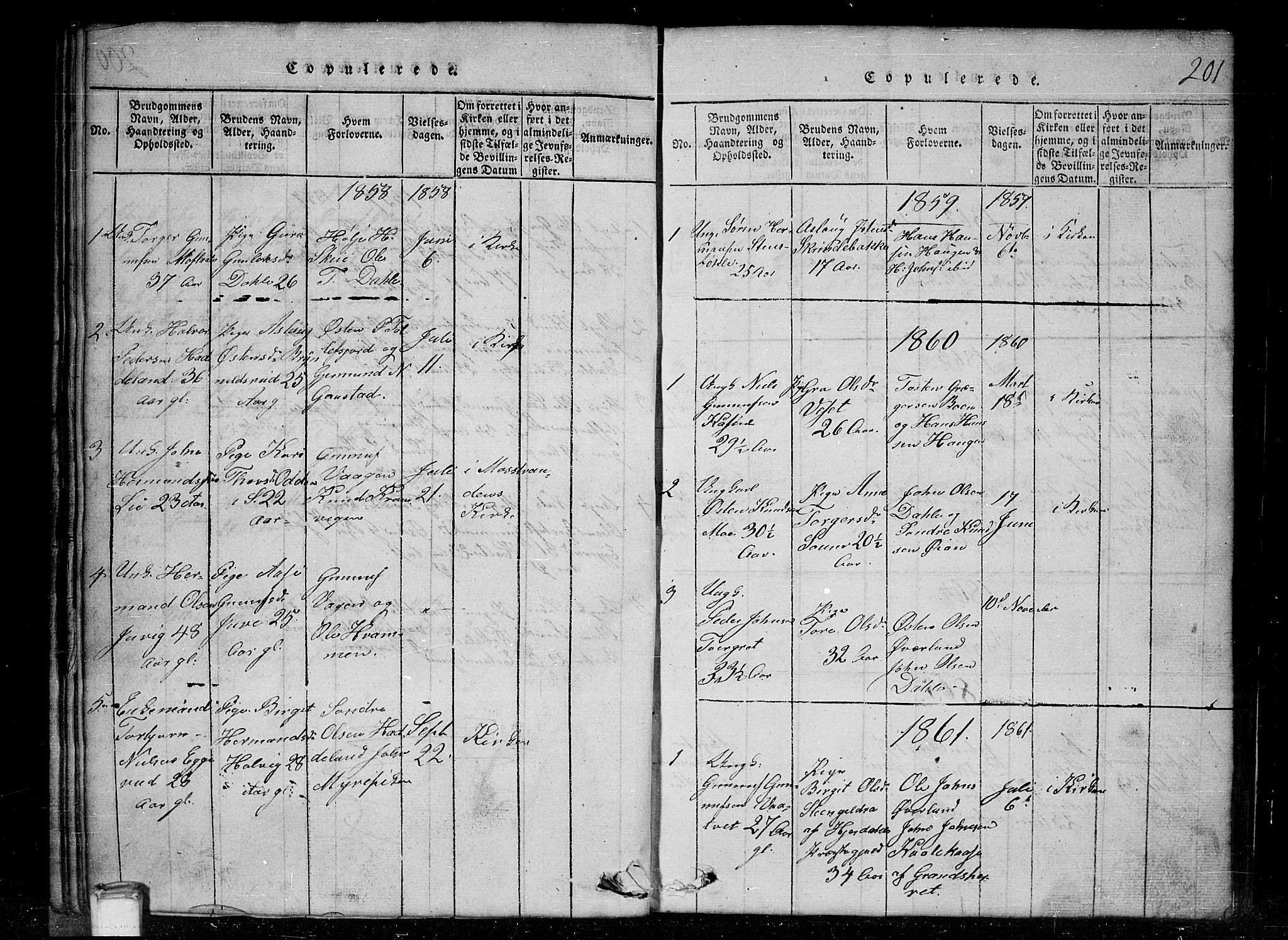 Tinn kirkebøker, AV/SAKO-A-308/G/Gc/L0001: Parish register (copy) no. III 1, 1815-1879, p. 201