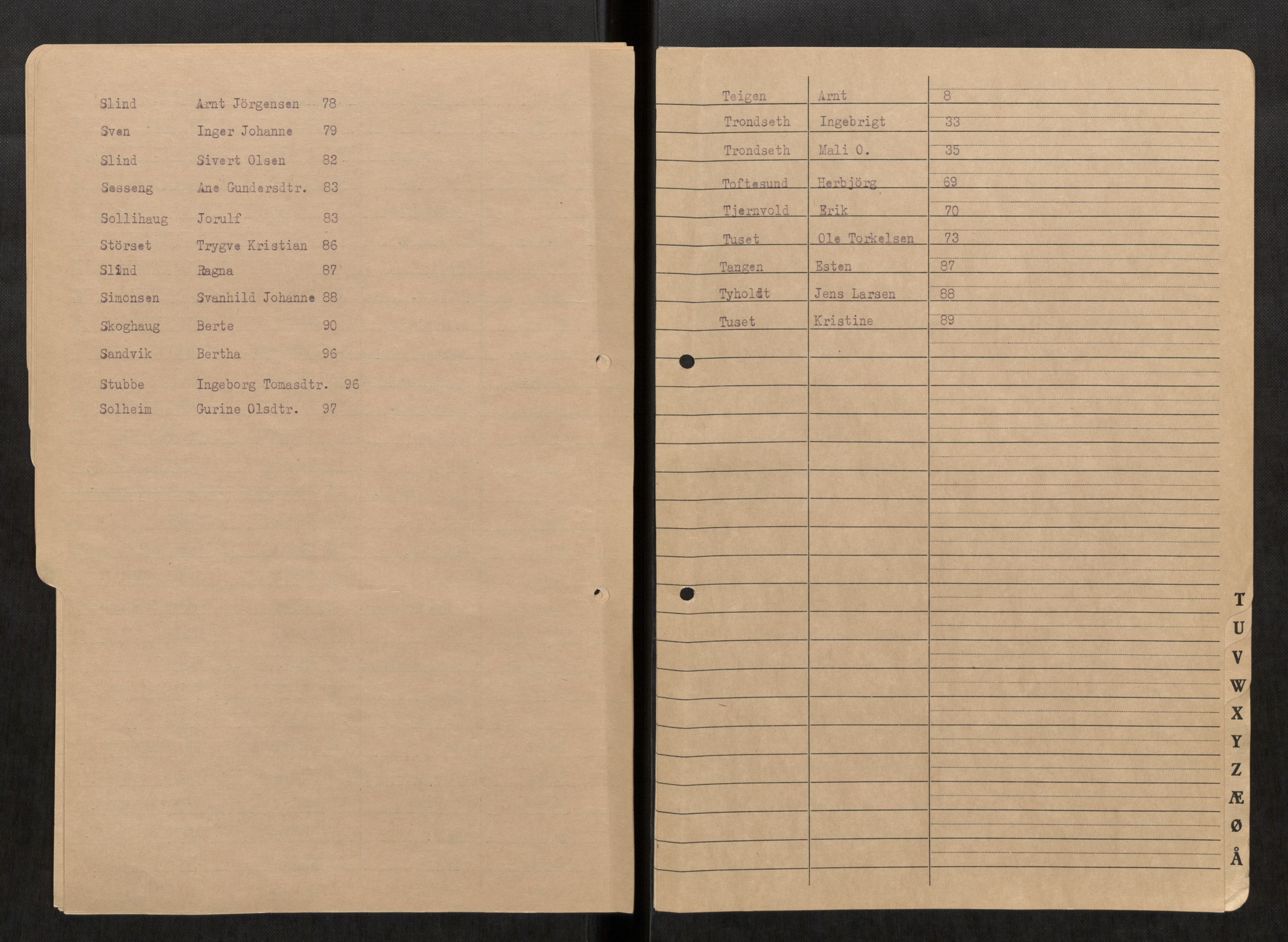 Selbu lensmannskontor, SAT/A-1081/2/G/Ga/L0009: Register over dødsfallsprotokoller , 1911-1962