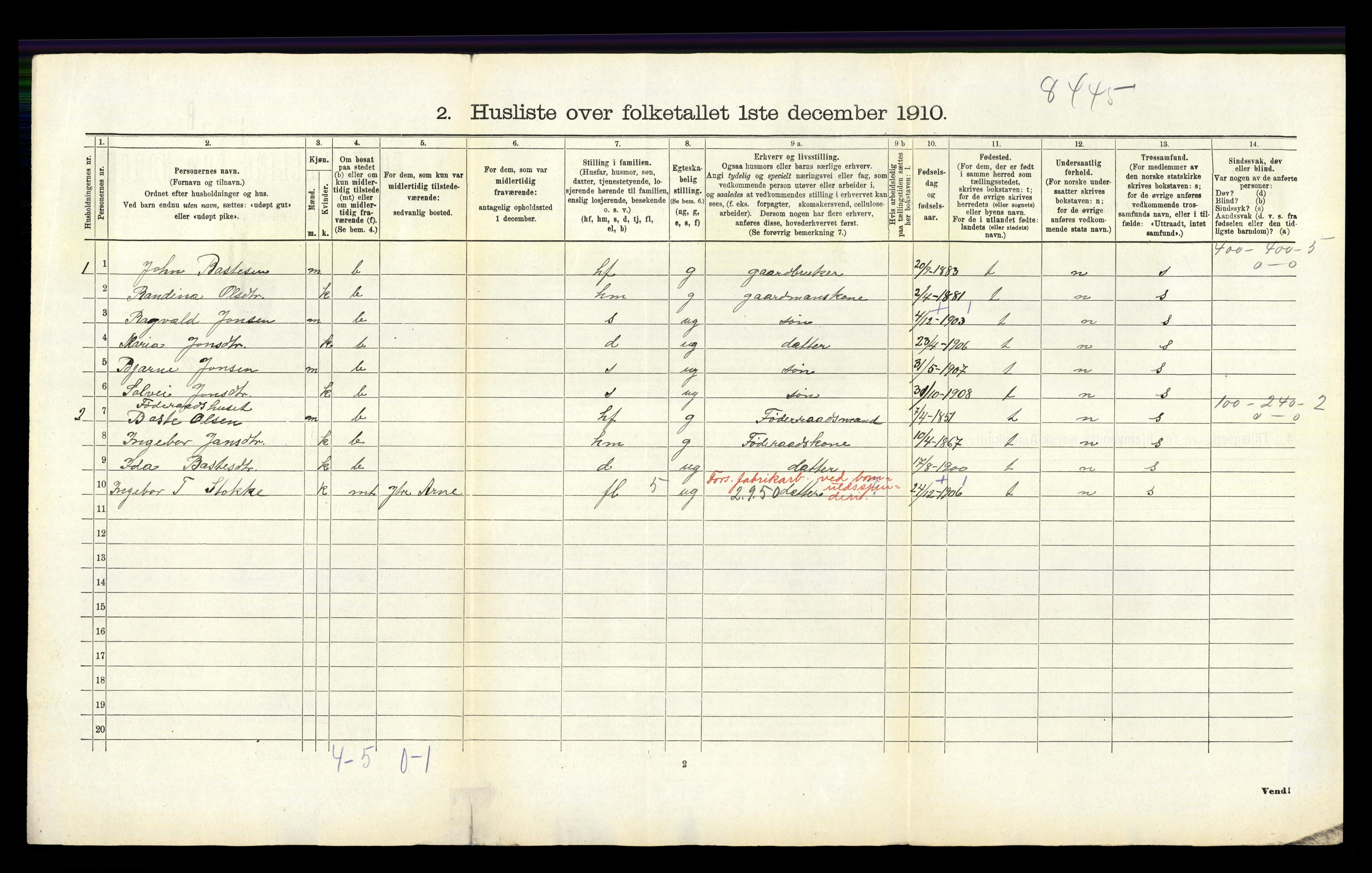 RA, 1910 census for Hamre, 1910, p. 59