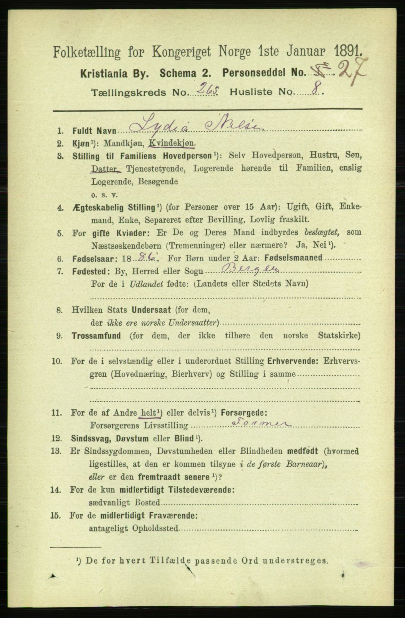 RA, 1891 census for 0301 Kristiania, 1891, p. 161108
