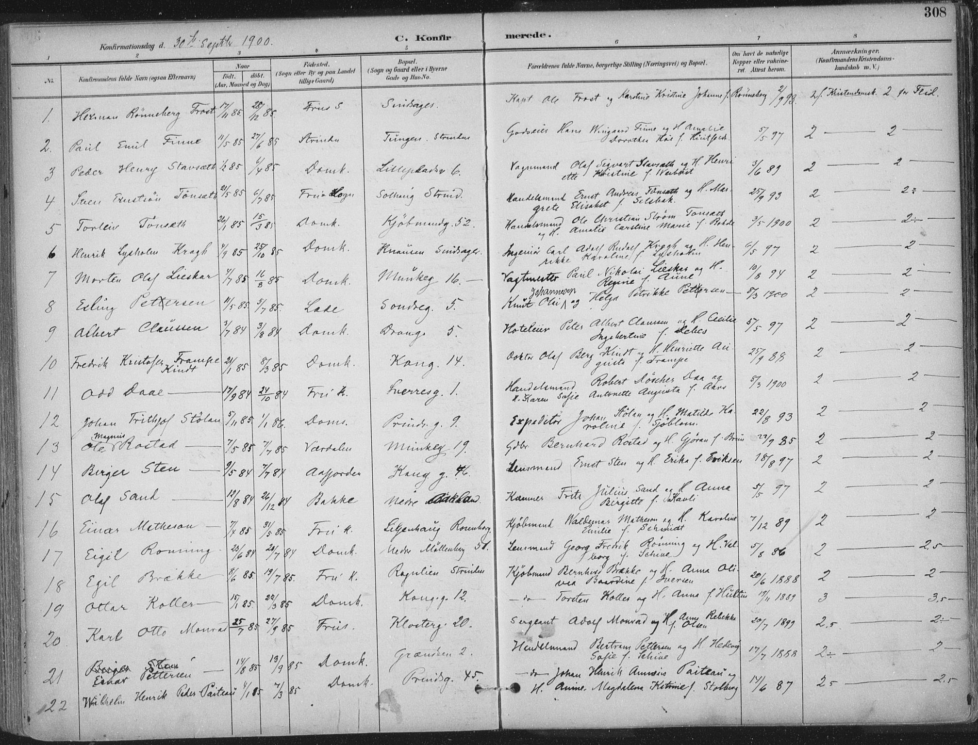 Ministerialprotokoller, klokkerbøker og fødselsregistre - Sør-Trøndelag, SAT/A-1456/601/L0062: Parish register (official) no. 601A30, 1891-1911, p. 308