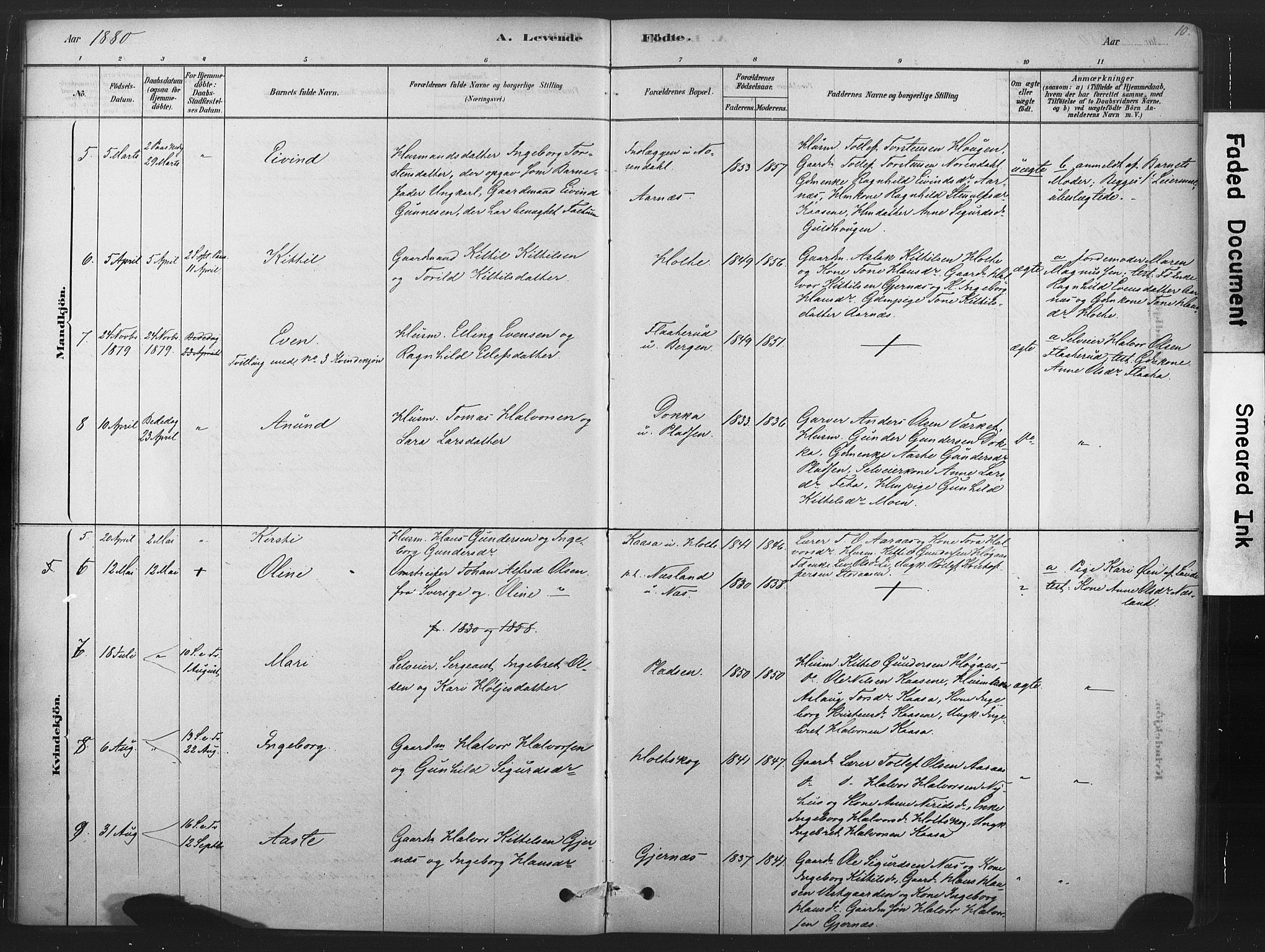 Sauherad kirkebøker, AV/SAKO-A-298/F/Fb/L0002: Parish register (official) no. II 2, 1878-1901, p. 10