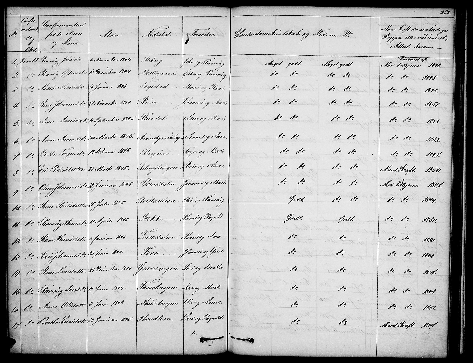 Sør-Fron prestekontor, AV/SAH-PREST-010/H/Ha/Hab/L0001: Parish register (copy) no. 1, 1844-1863, p. 252