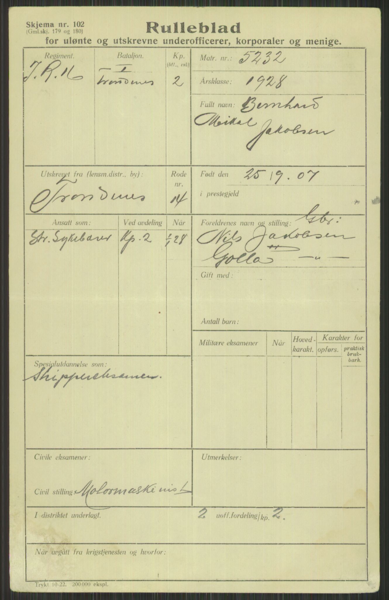 Forsvaret, Troms infanteriregiment nr. 16, AV/RA-RAFA-3146/P/Pa/L0013/0003: Rulleblad / Rulleblad for regimentets menige mannskaper, årsklasse 1928, 1928, p. 271