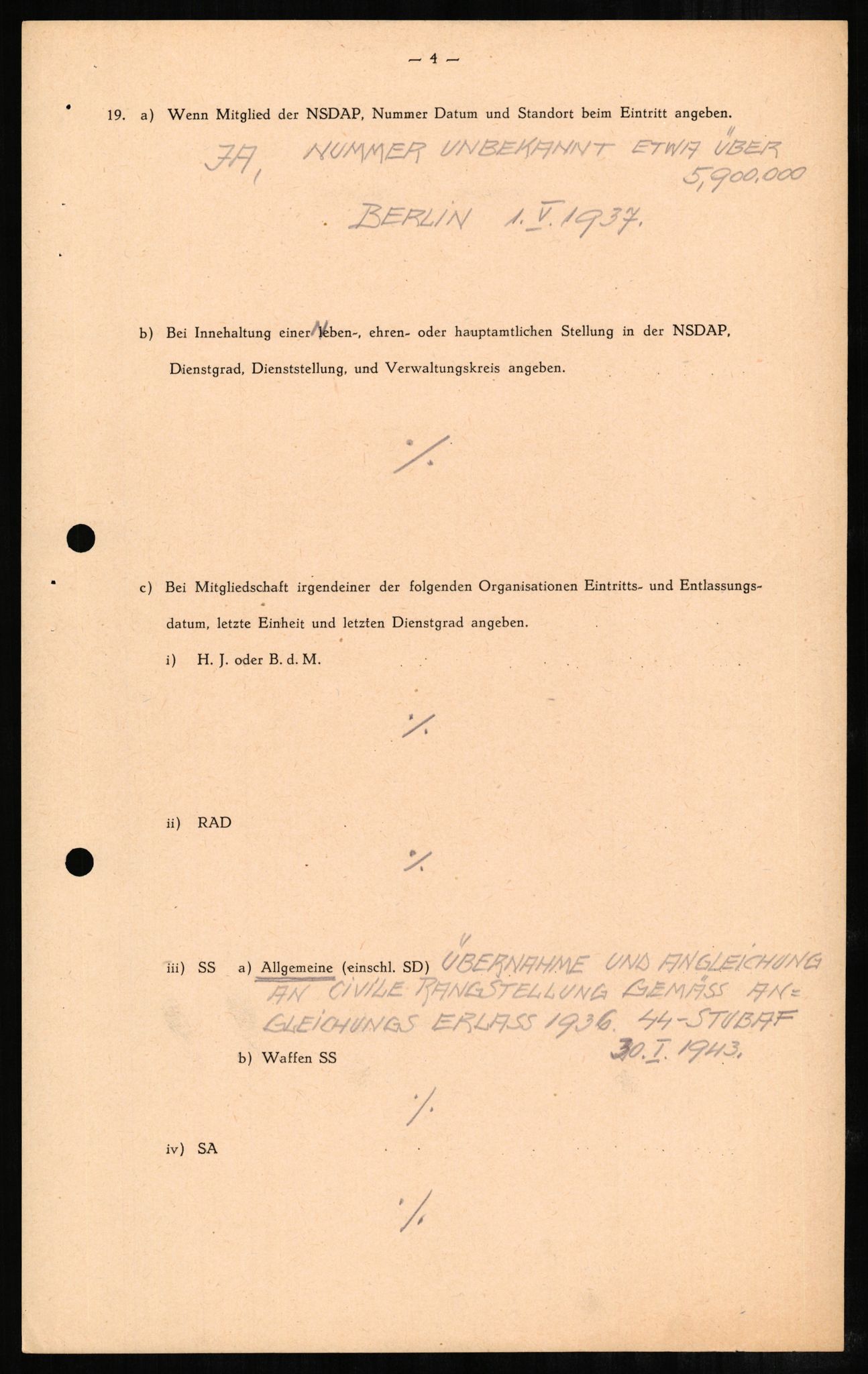 Forsvaret, Forsvarets overkommando II, RA/RAFA-3915/D/Db/L0002: CI Questionaires. Tyske okkupasjonsstyrker i Norge. Tyskere., 1945-1946, p. 167