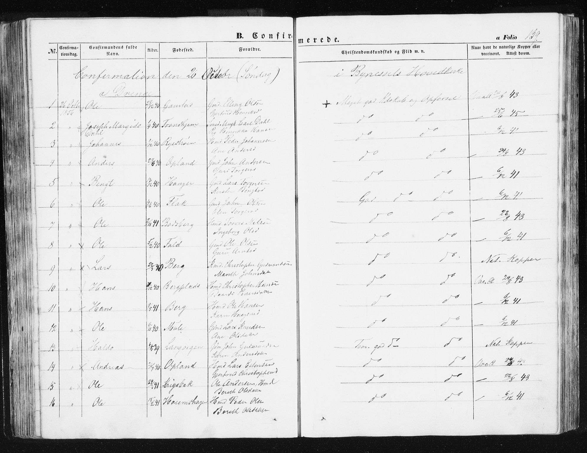 Ministerialprotokoller, klokkerbøker og fødselsregistre - Sør-Trøndelag, SAT/A-1456/612/L0376: Parish register (official) no. 612A08, 1846-1859, p. 139