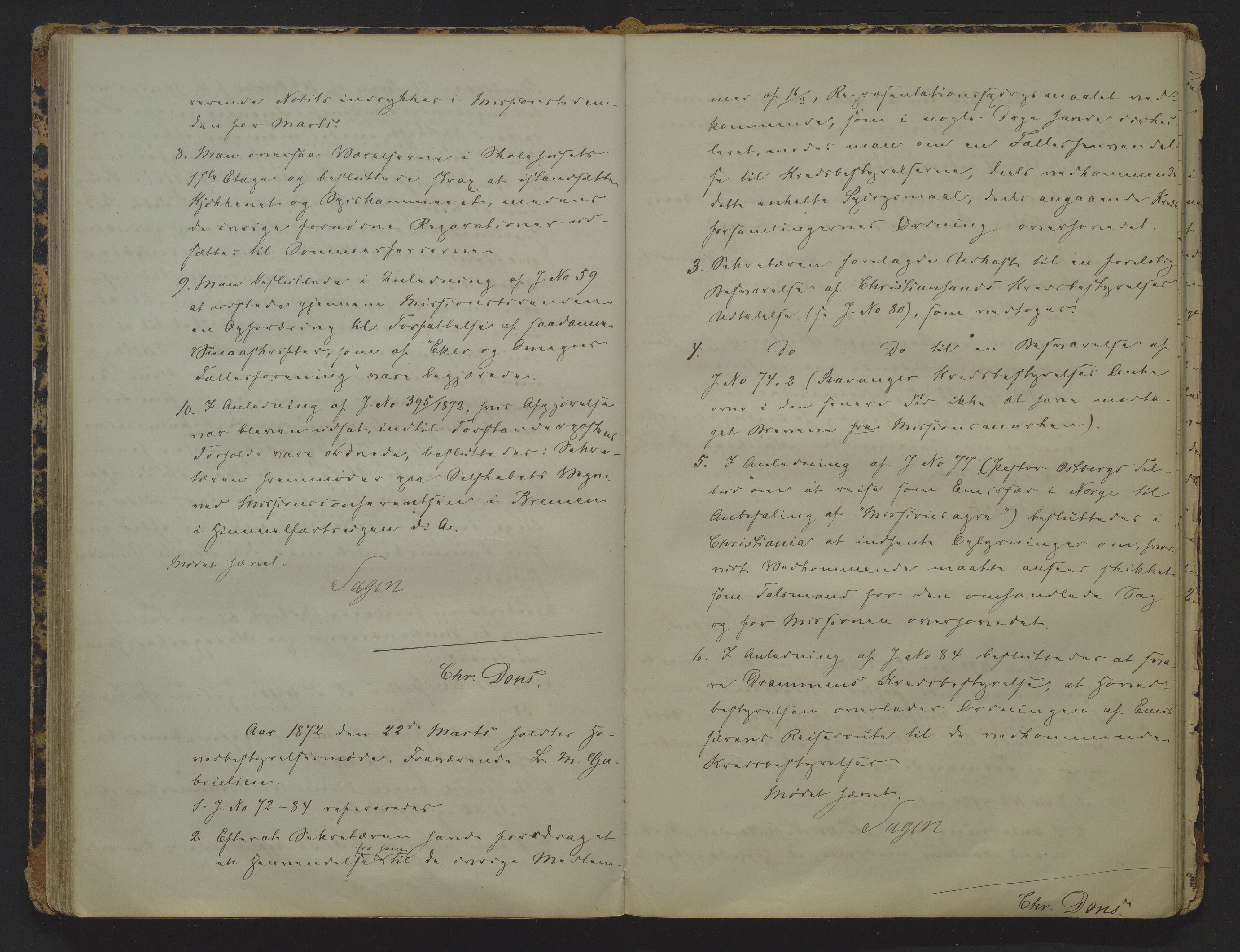 Det Norske Misjonsselskap - hovedadministrasjonen, VID/MA-A-1045/D/Da/Daa/L0008: Styreprotokoll nr. III, 17. juli 1862 - 12. januar 1875, 1862-1875