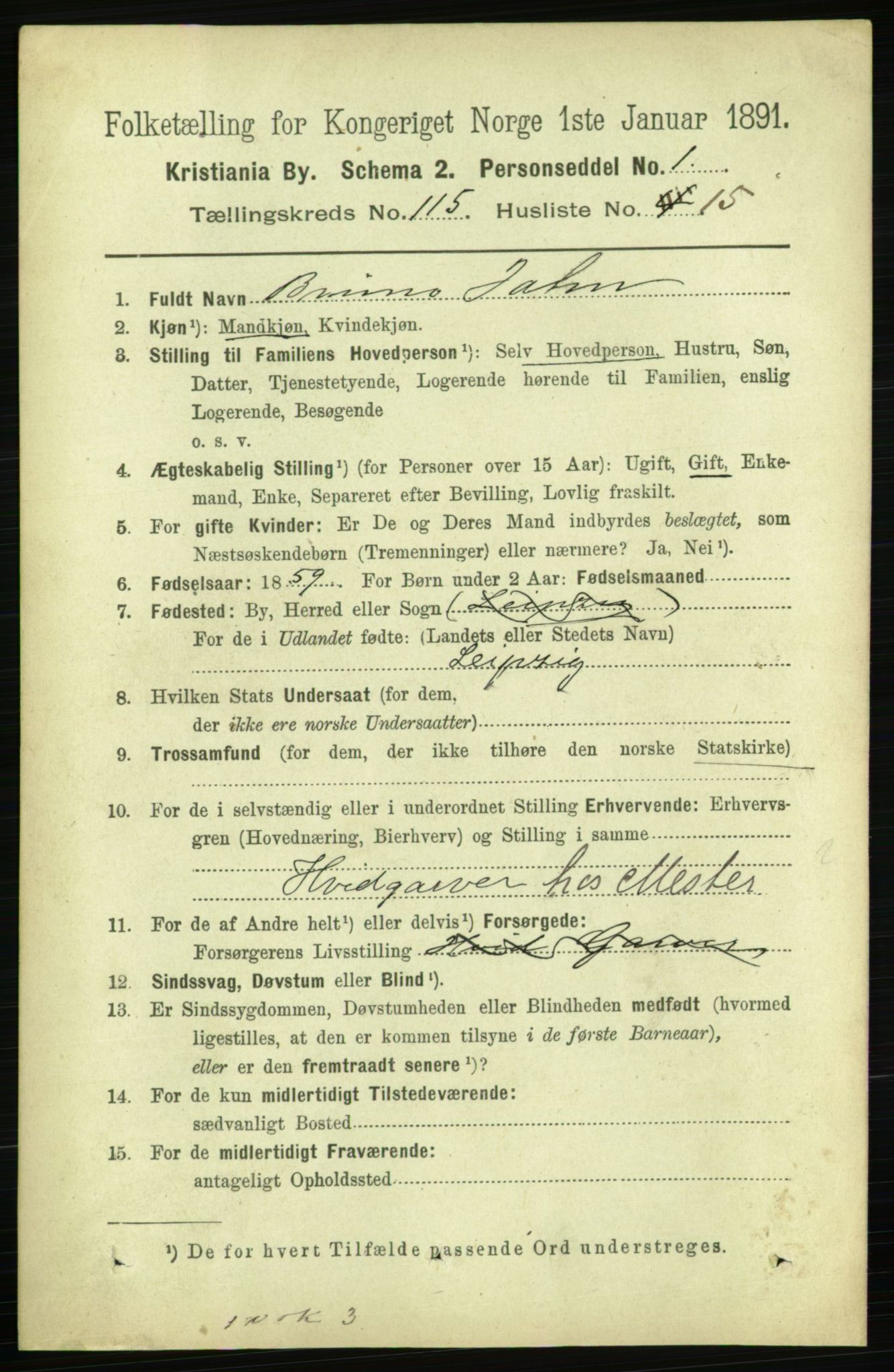 RA, 1891 census for 0301 Kristiania, 1891, p. 62138