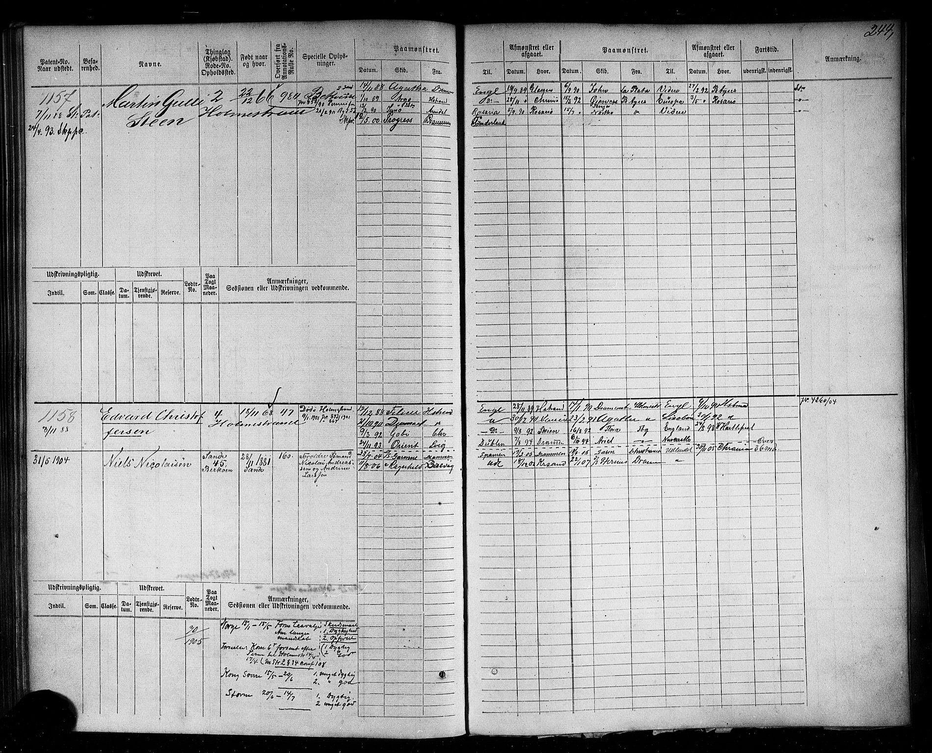 Holmestrand innrulleringskontor, AV/SAKO-A-1151/F/Fc/L0004: Hovedrulle, 1872-1913, p. 283