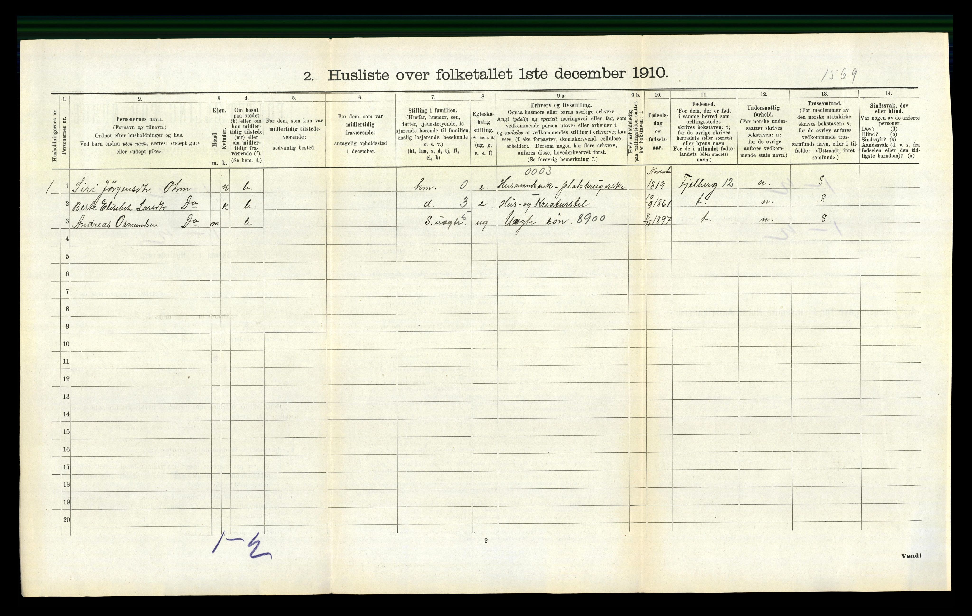 RA, 1910 census for Vats, 1910, p. 213