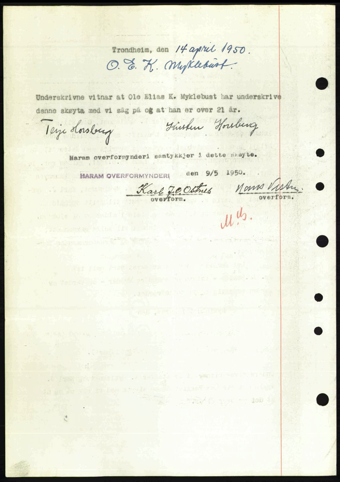 Nordre Sunnmøre sorenskriveri, AV/SAT-A-0006/1/2/2C/2Ca: Mortgage book no. A34, 1950-1950, Diary no: : 1027/1950