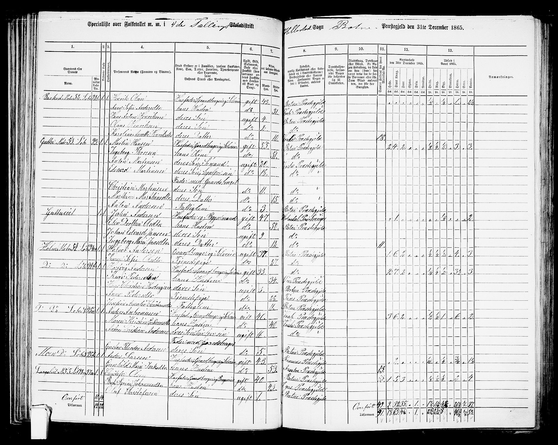 RA, 1865 census for Botne/Botne og Hillestad, 1865, p. 74