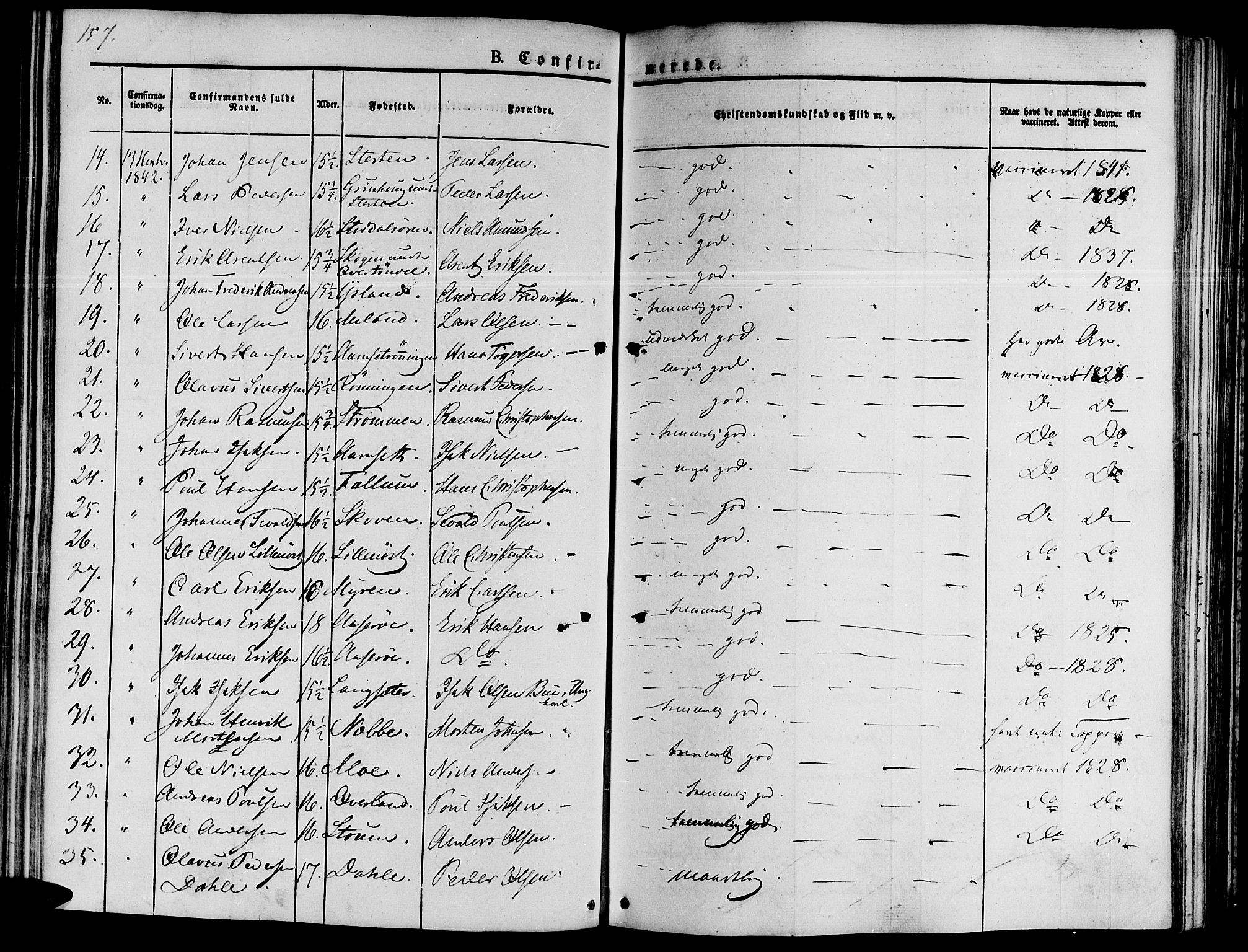 Ministerialprotokoller, klokkerbøker og fødselsregistre - Sør-Trøndelag, SAT/A-1456/646/L0610: Parish register (official) no. 646A08, 1837-1847, p. 157