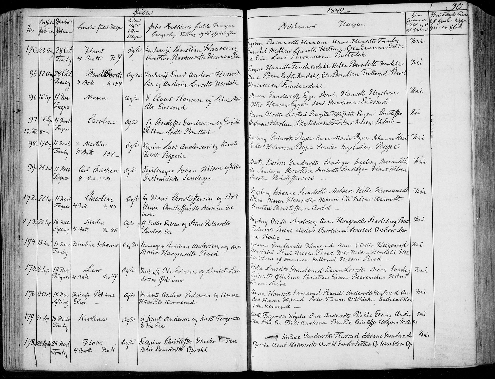 Lier kirkebøker, SAKO/A-230/F/Fa/L0011: Parish register (official) no. I 11, 1843-1854, p. 90