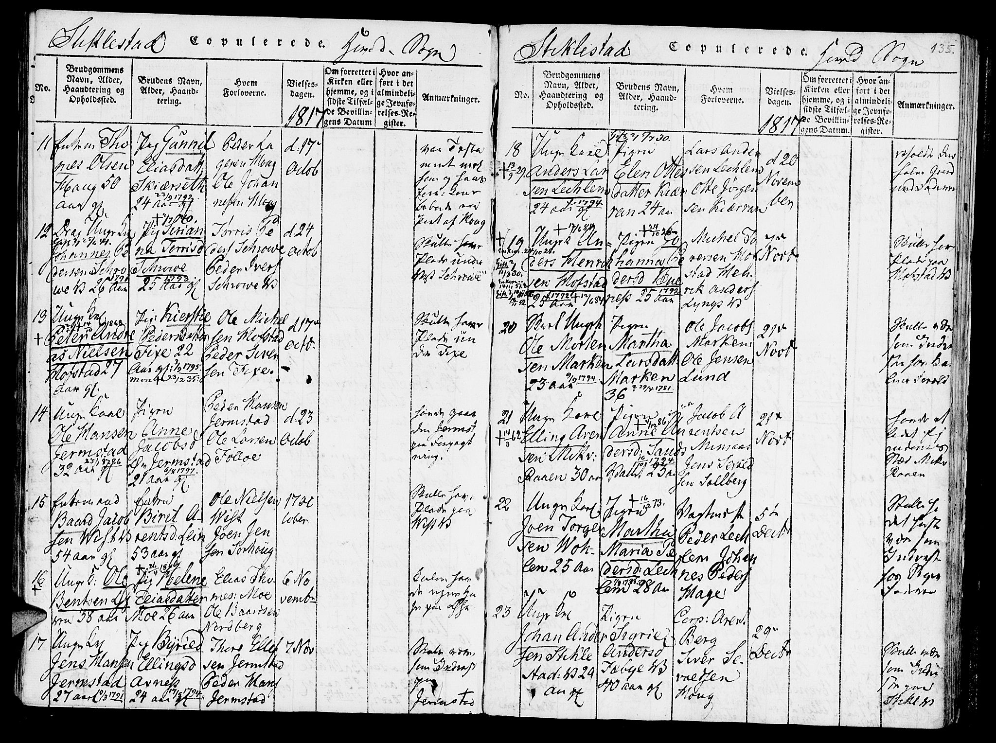 Ministerialprotokoller, klokkerbøker og fødselsregistre - Nord-Trøndelag, SAT/A-1458/723/L0234: Parish register (official) no. 723A05 /1, 1816-1840, p. 135