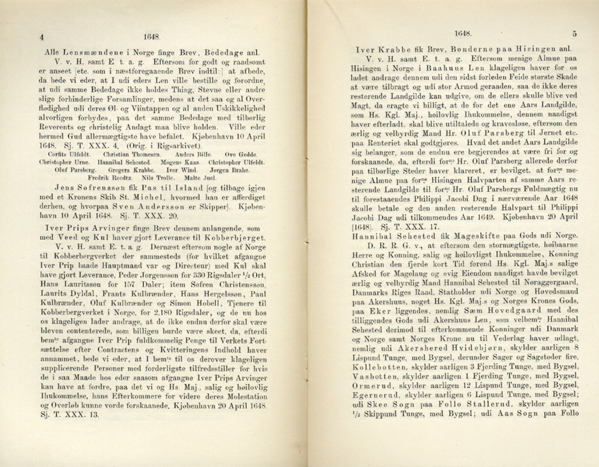 Publikasjoner utgitt av Det Norske Historiske Kildeskriftfond, PUBL/-/-/-: Norske Rigs-Registranter, bind 9, 1648-1649, p. 4-5