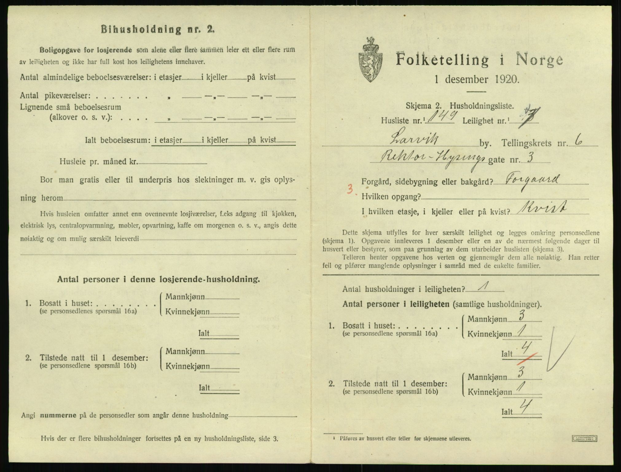 SAKO, 1920 census for Larvik, 1920, p. 5938