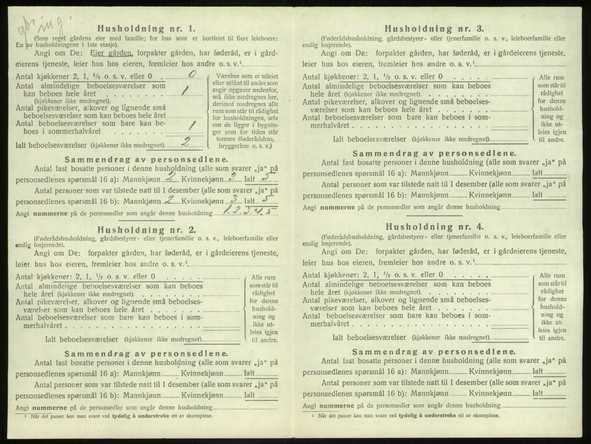 SAB, 1920 census for Jostedal, 1920, p. 60