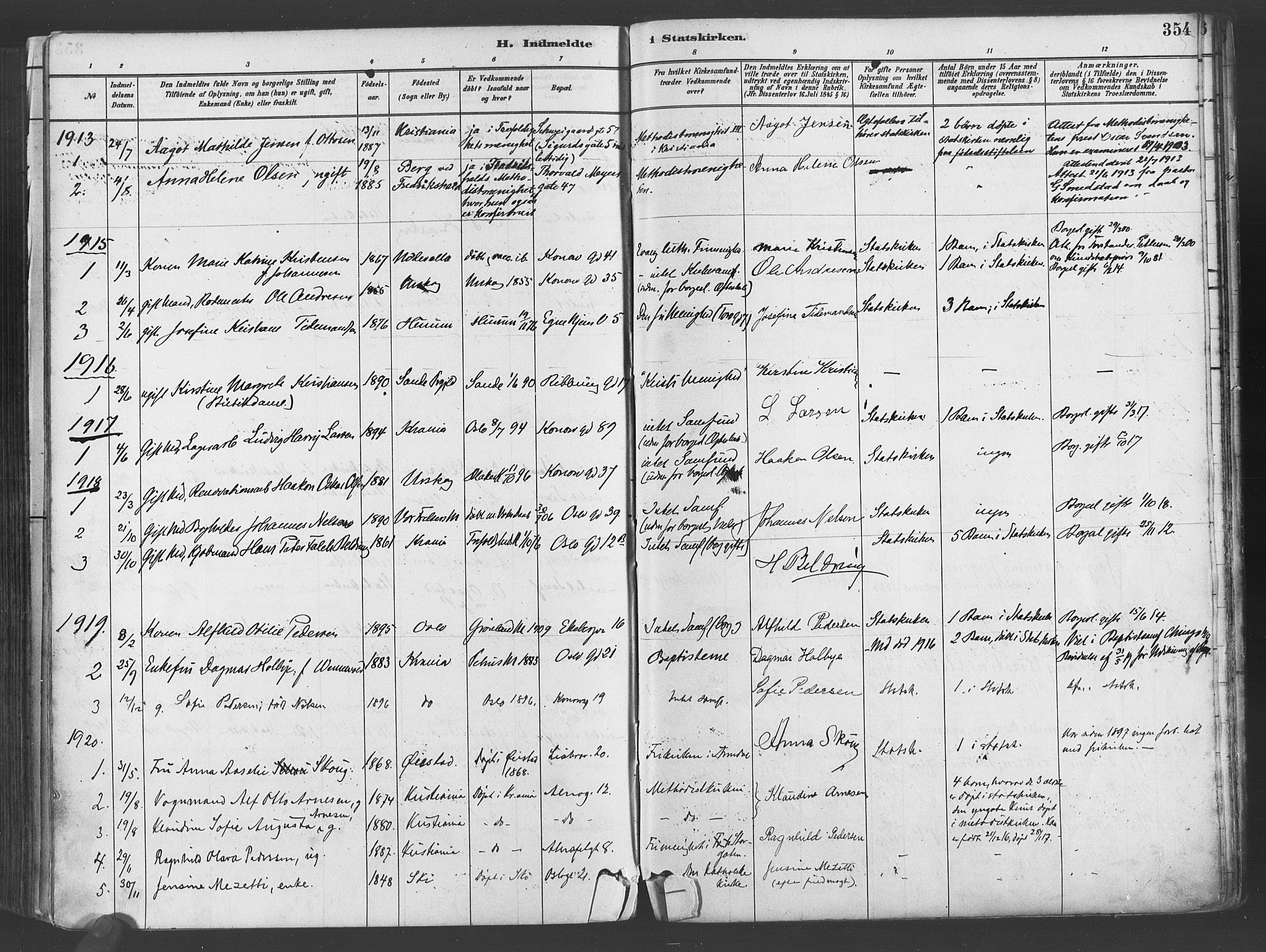 Gamlebyen prestekontor Kirkebøker, SAO/A-10884/F/Fa/L0006: Parish register (official) no. 6, 1881-1890, p. 354