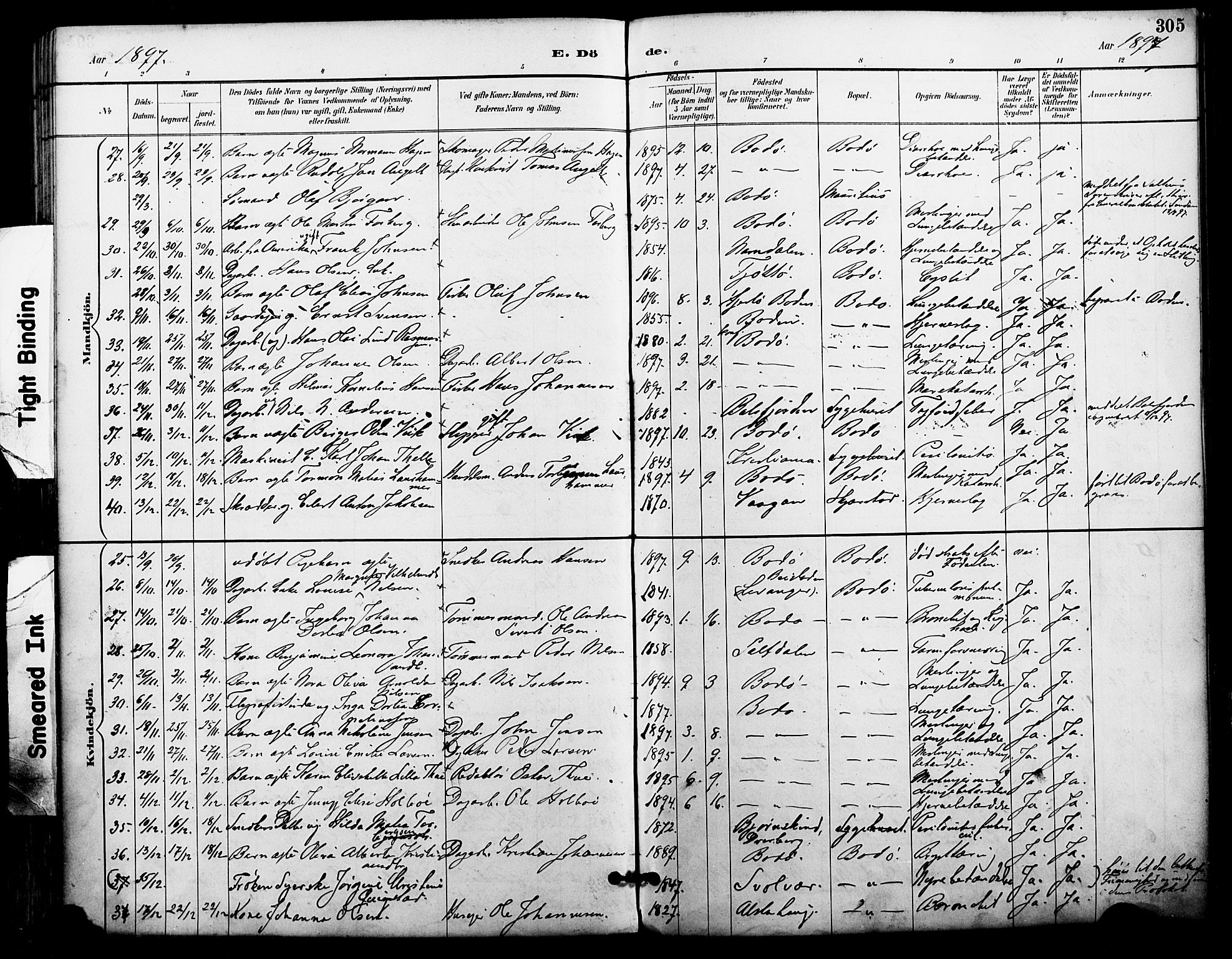 Ministerialprotokoller, klokkerbøker og fødselsregistre - Nordland, SAT/A-1459/801/L0010: Parish register (official) no. 801A10, 1888-1899, p. 305