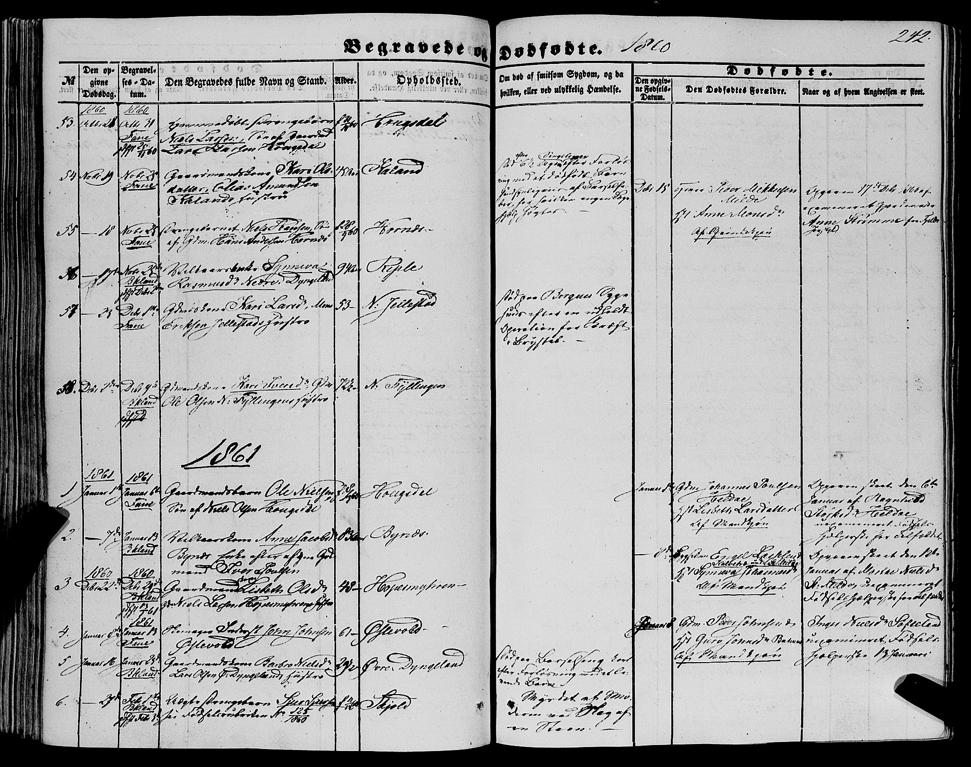 Fana Sokneprestembete, AV/SAB-A-75101/H/Haa/Haaa/L0011: Parish register (official) no. A 11, 1851-1862, p. 242