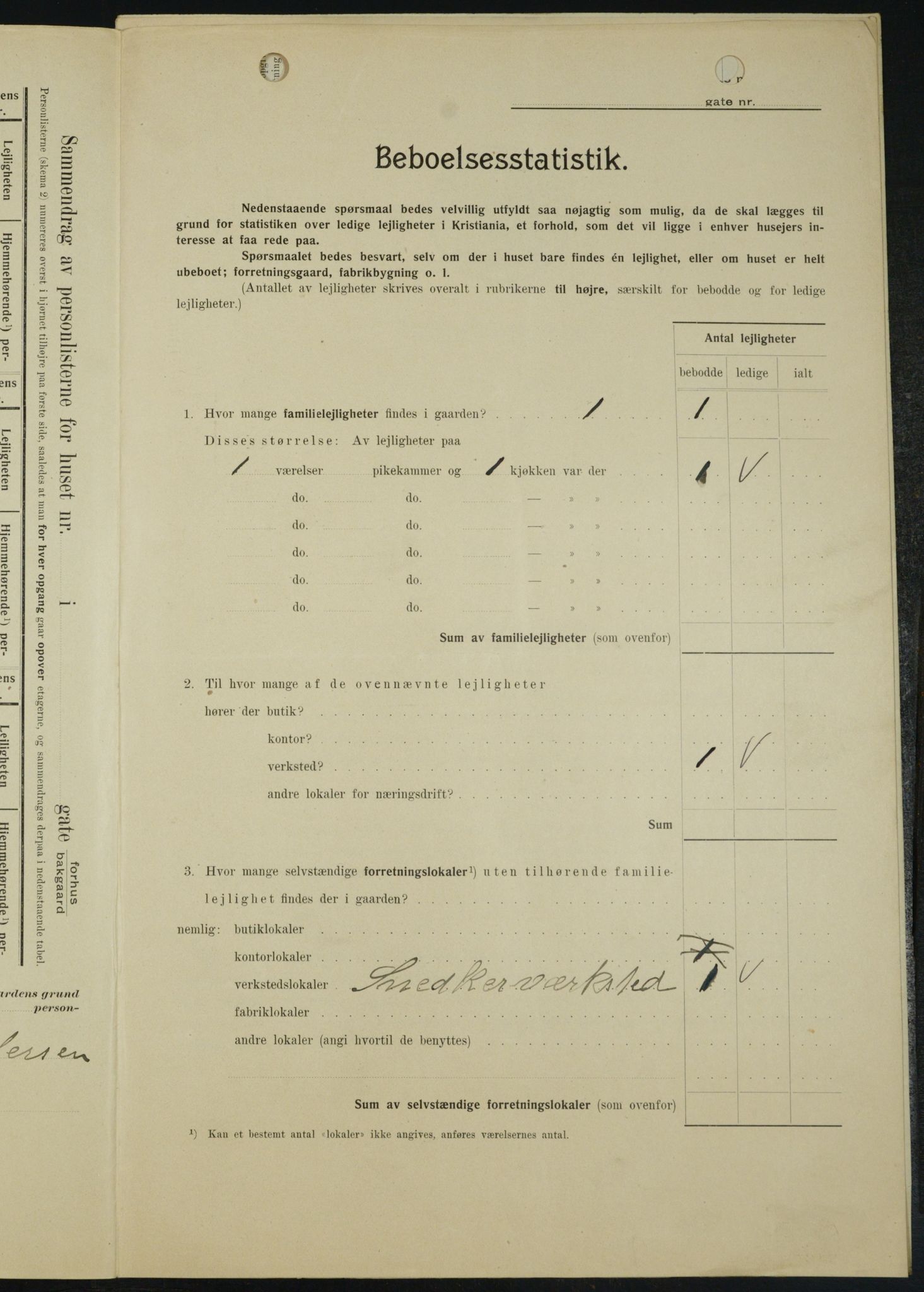 OBA, Municipal Census 1909 for Kristiania, 1909, p. 14608