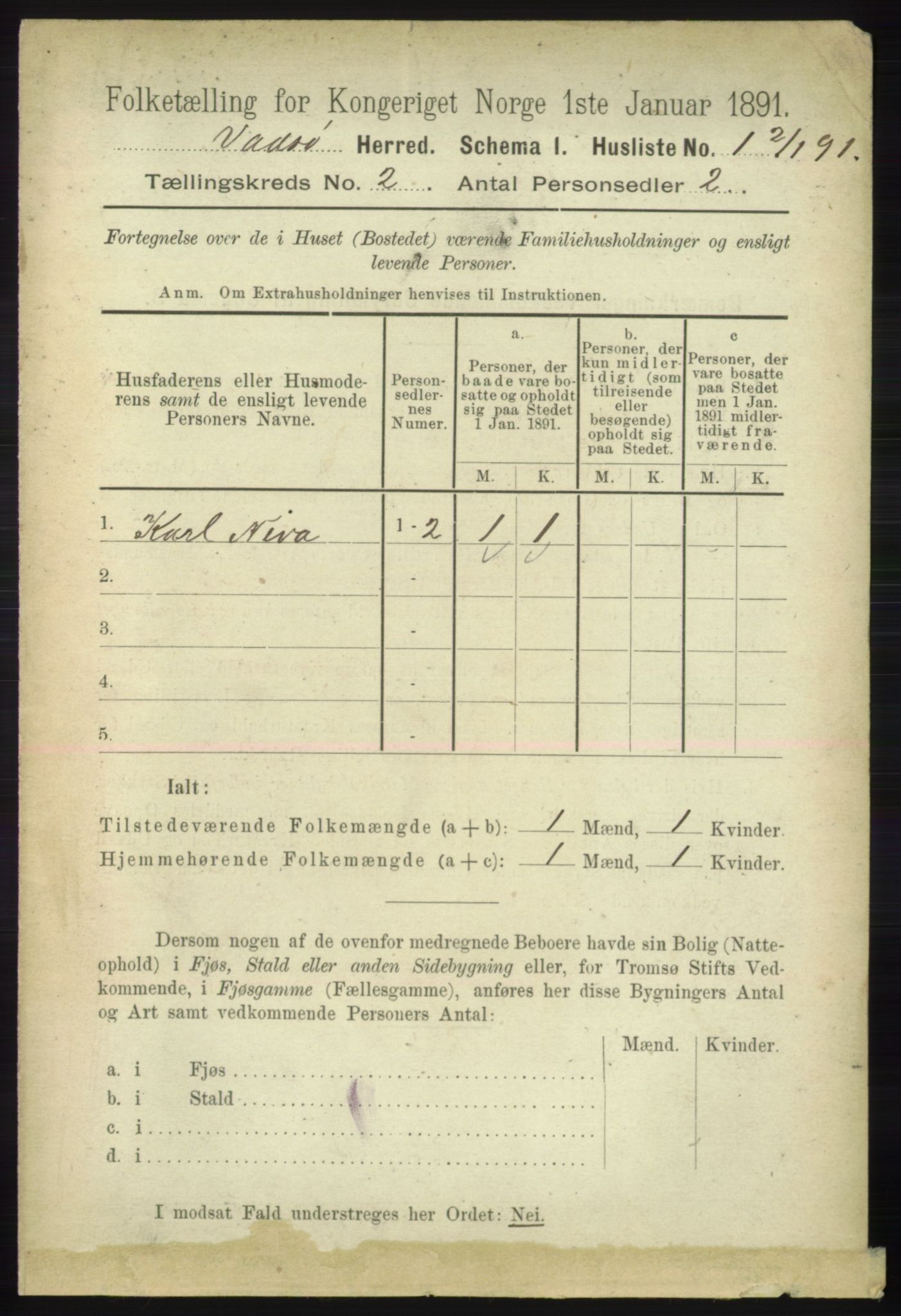 RA, 1891 census for 2029 Vadsø, 1891, p. 404