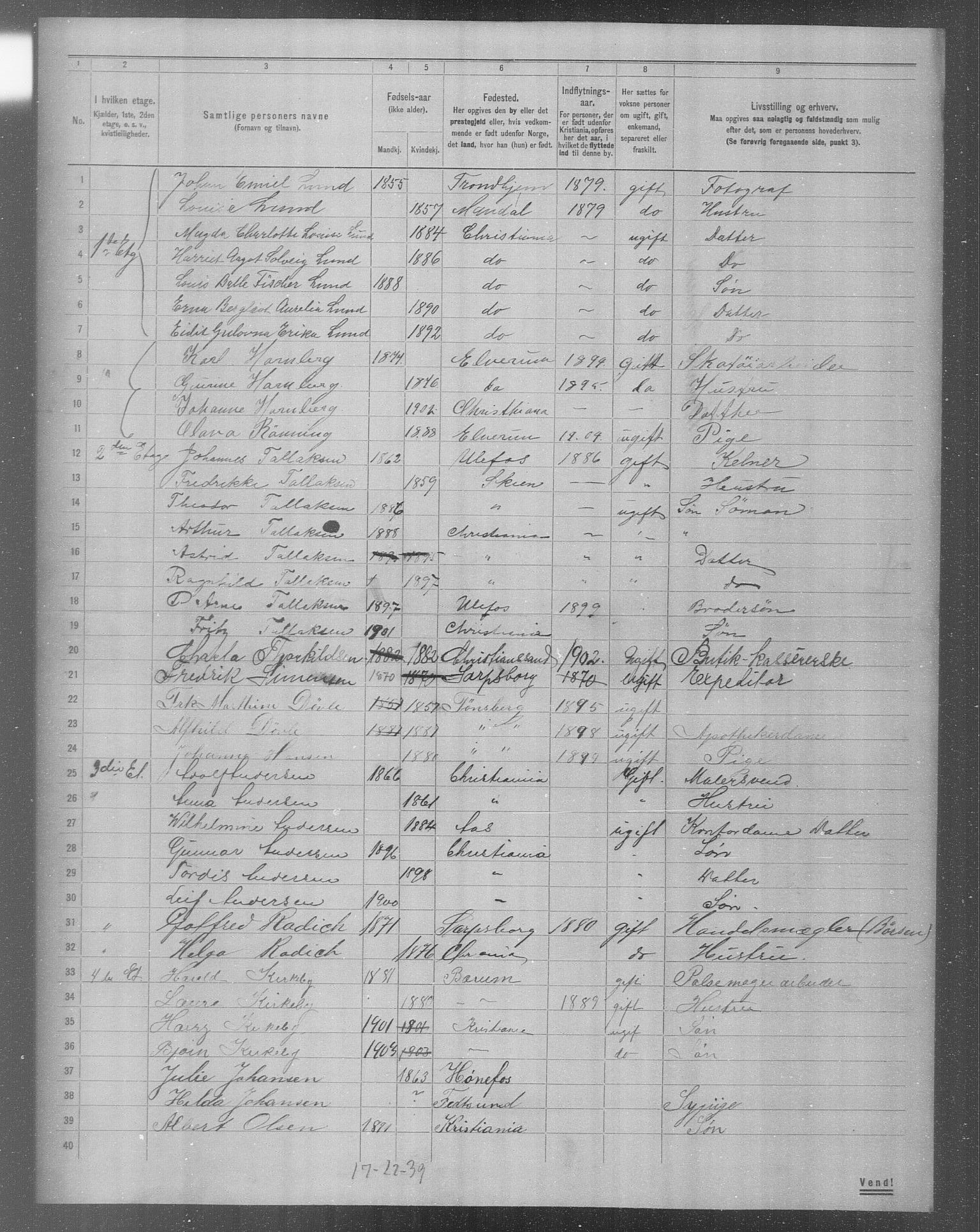 OBA, Municipal Census 1904 for Kristiania, 1904, p. 12460