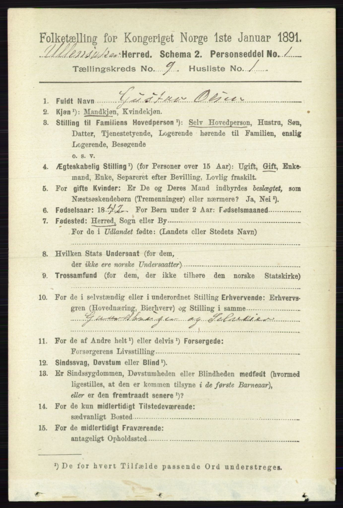 RA, 1891 census for 0235 Ullensaker, 1891, p. 4040