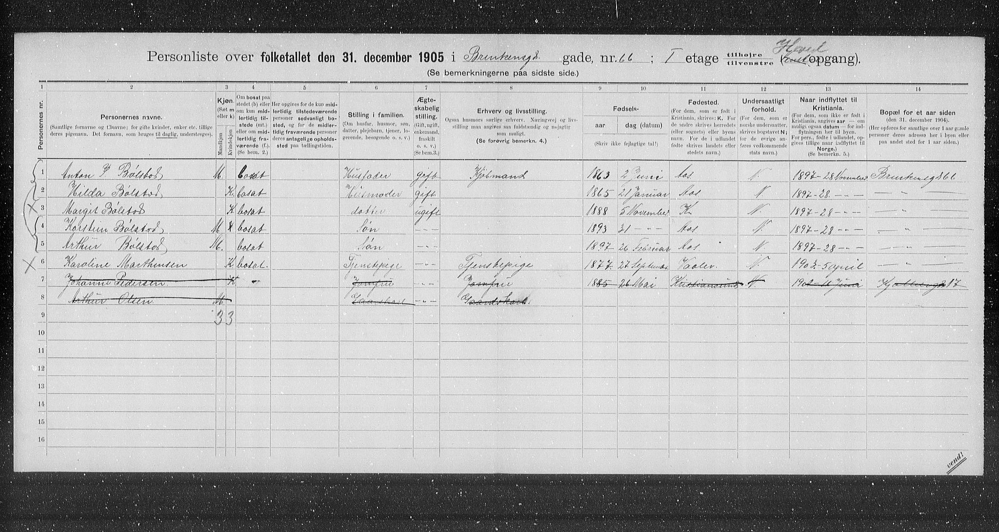 OBA, Municipal Census 1905 for Kristiania, 1905, p. 4586
