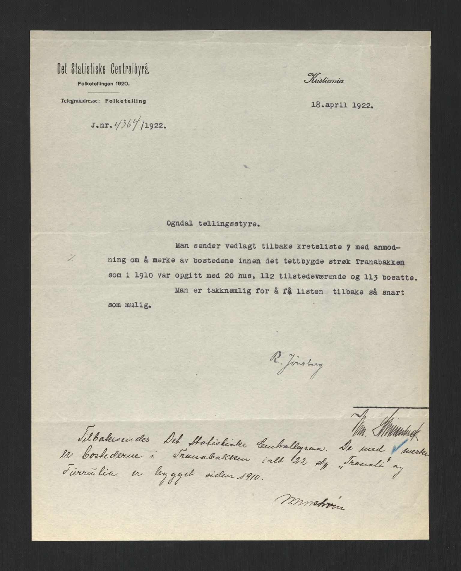 SAT, 1920 census for Ogndal, 1920, p. 4