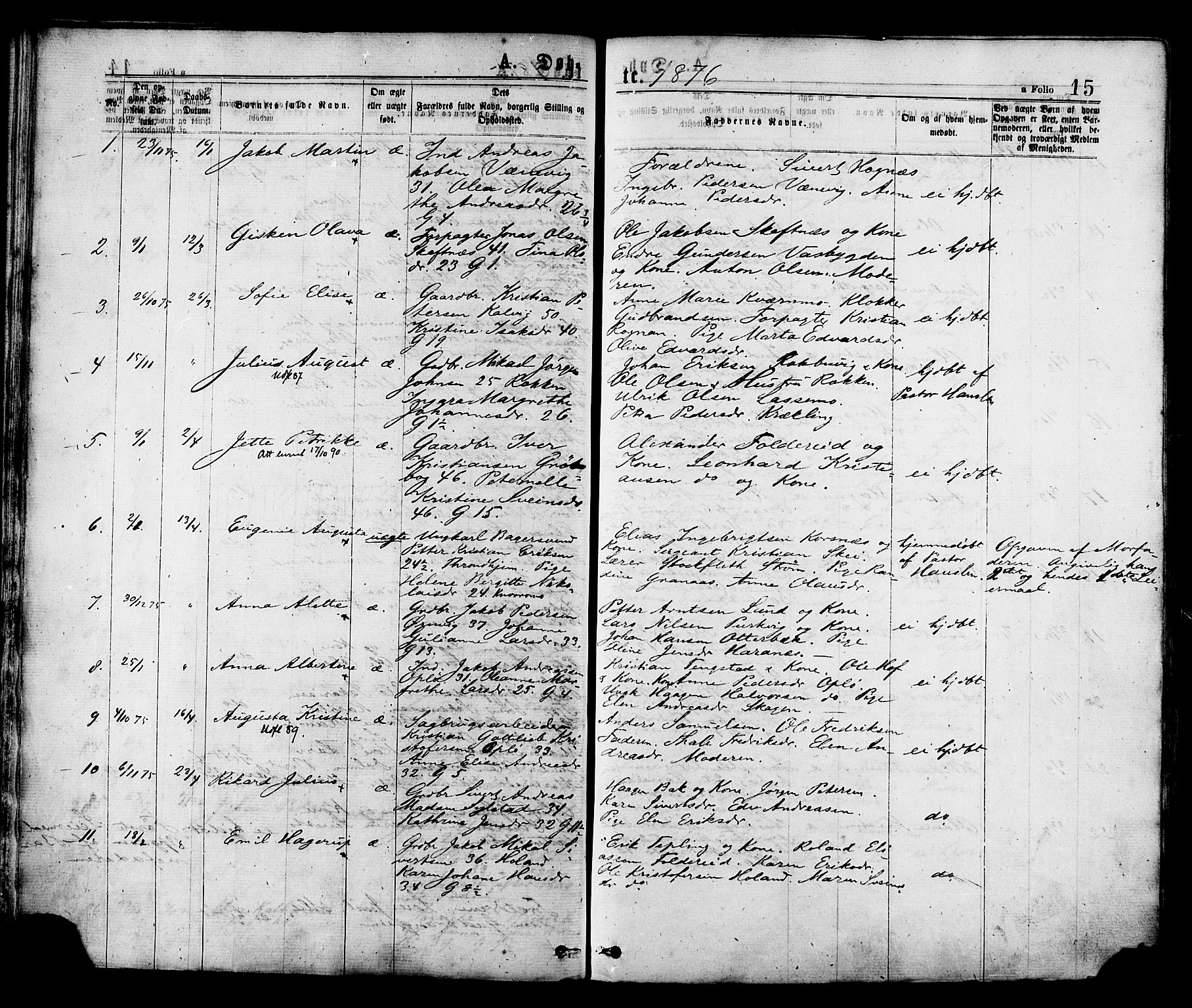 Ministerialprotokoller, klokkerbøker og fødselsregistre - Nord-Trøndelag, SAT/A-1458/780/L0642: Parish register (official) no. 780A07 /1, 1874-1885, p. 15