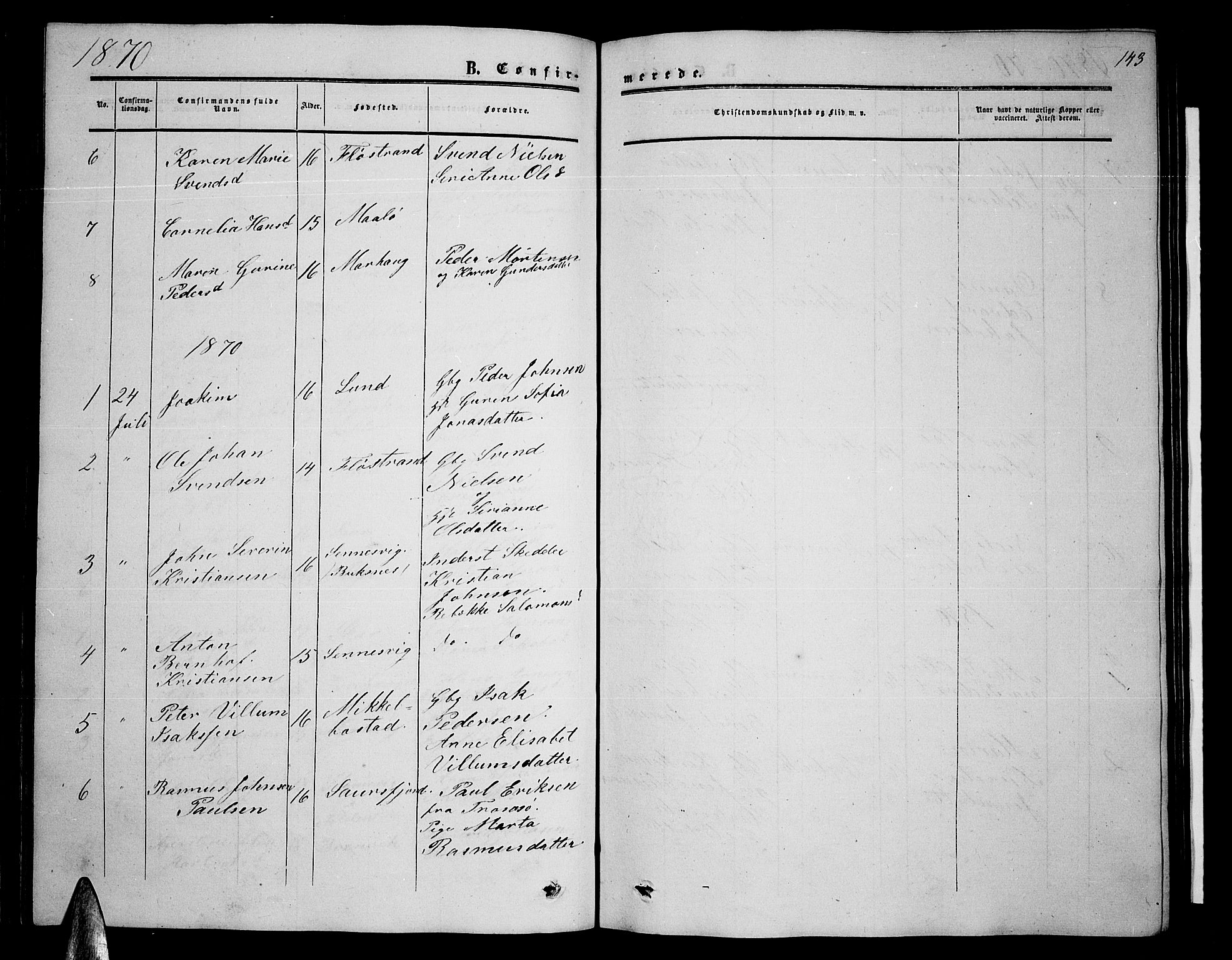Ministerialprotokoller, klokkerbøker og fødselsregistre - Nordland, SAT/A-1459/857/L0827: Parish register (copy) no. 857C02, 1852-1879, p. 143