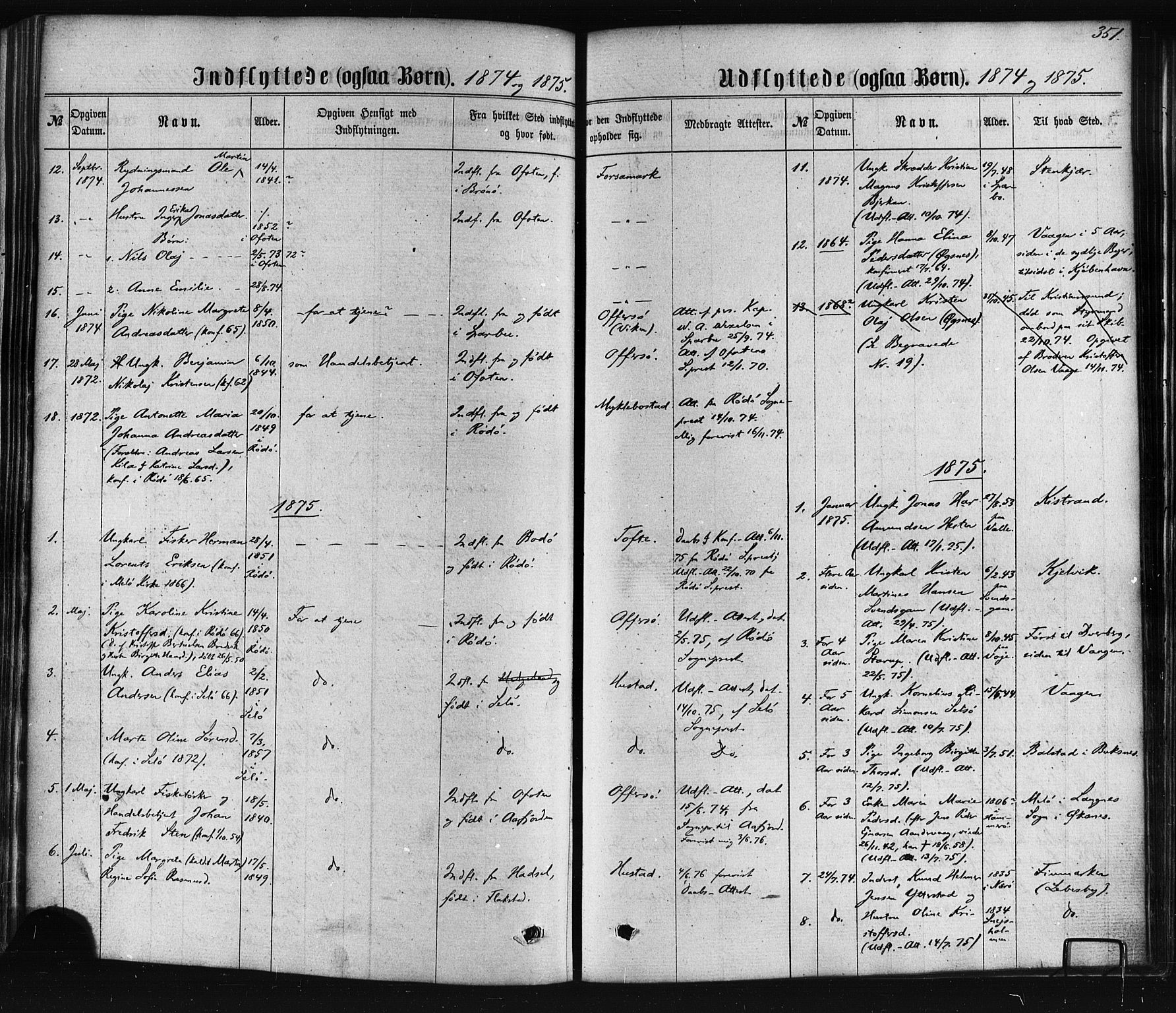 Ministerialprotokoller, klokkerbøker og fødselsregistre - Nordland, AV/SAT-A-1459/872/L1034: Parish register (official) no. 872A09, 1864-1884, p. 351