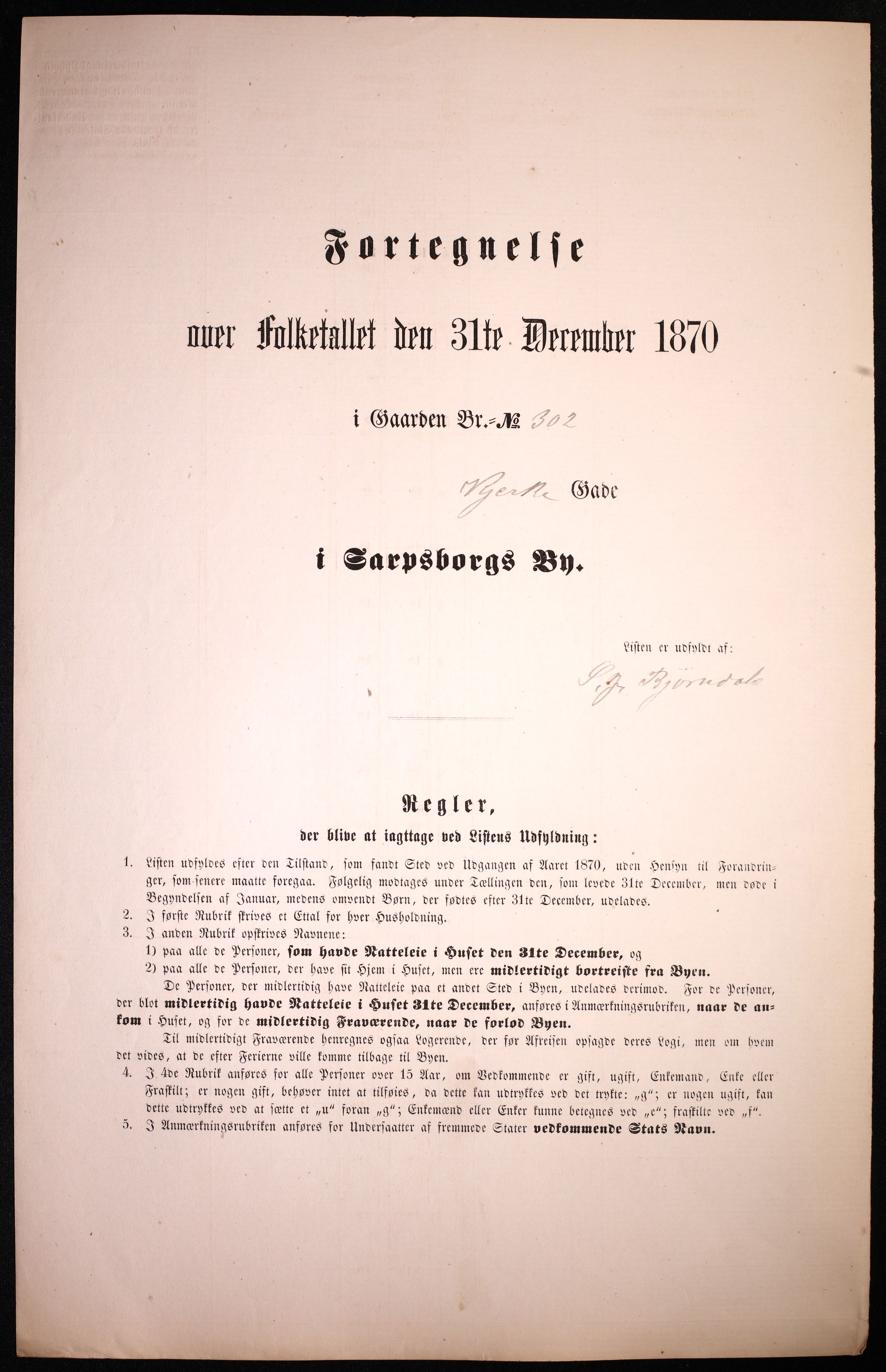 RA, 1870 census for 0102 Sarpsborg, 1870, p. 231