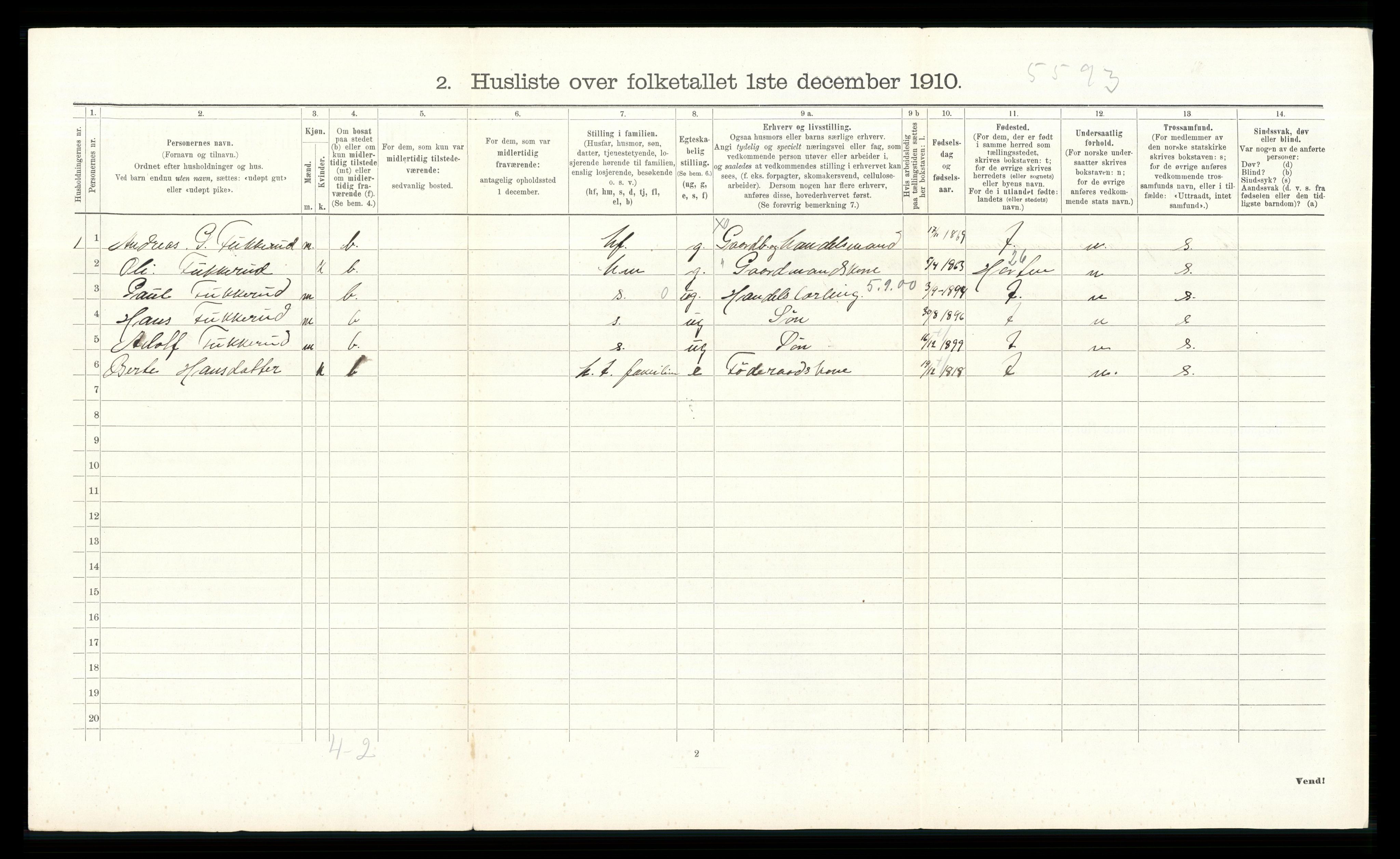 RA, 1910 census for Øvre Eiker, 1910, p. 2510