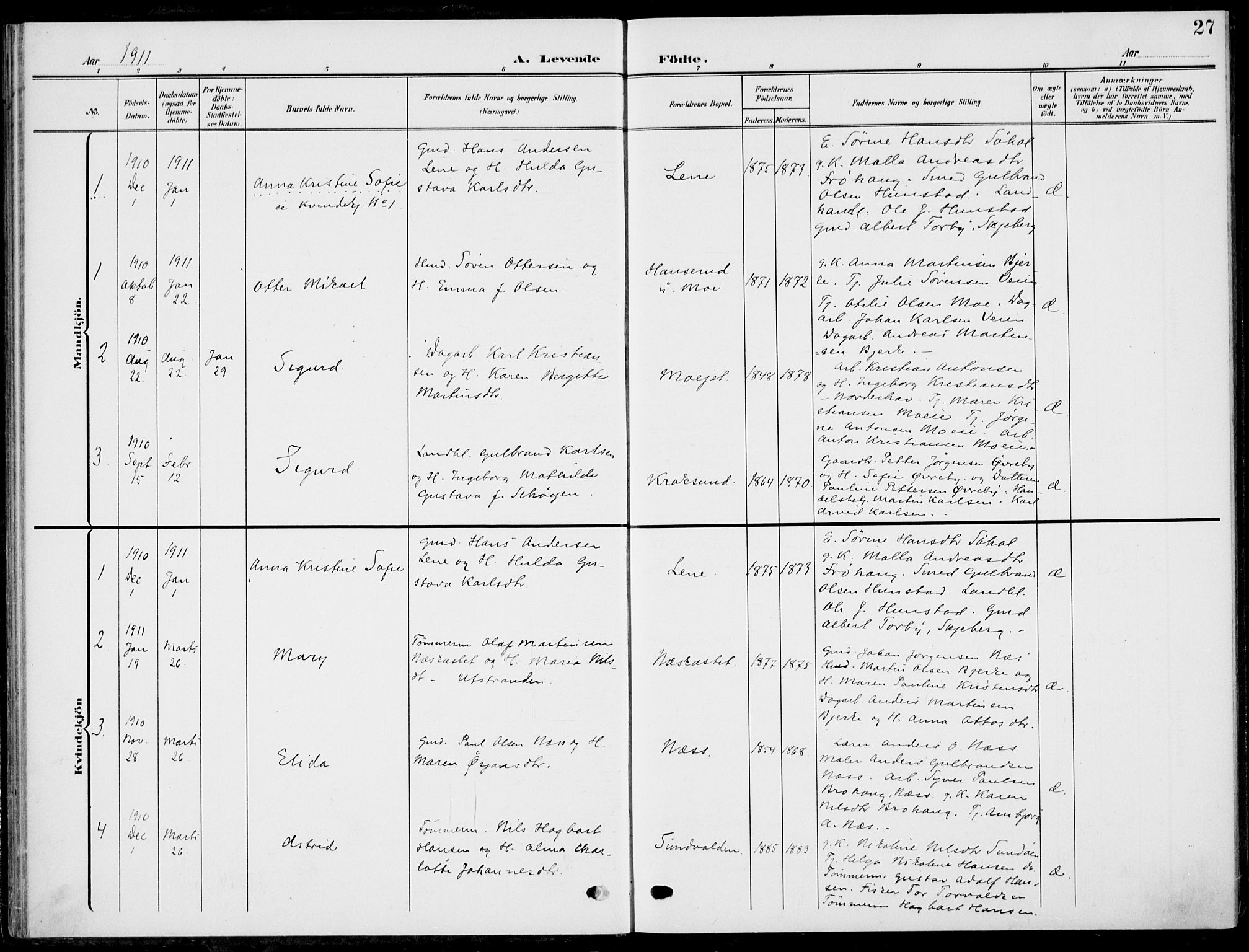 Hole kirkebøker, SAKO/A-228/F/Fa/L0010: Parish register (official) no. I 10, 1907-1917, p. 27