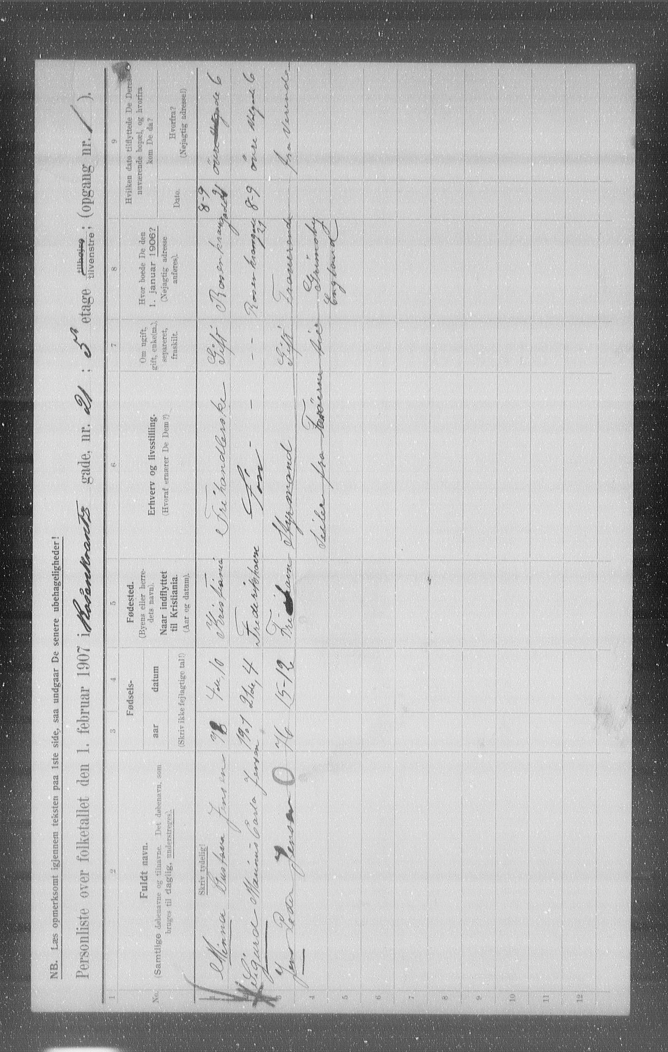 OBA, Municipal Census 1907 for Kristiania, 1907, p. 42910