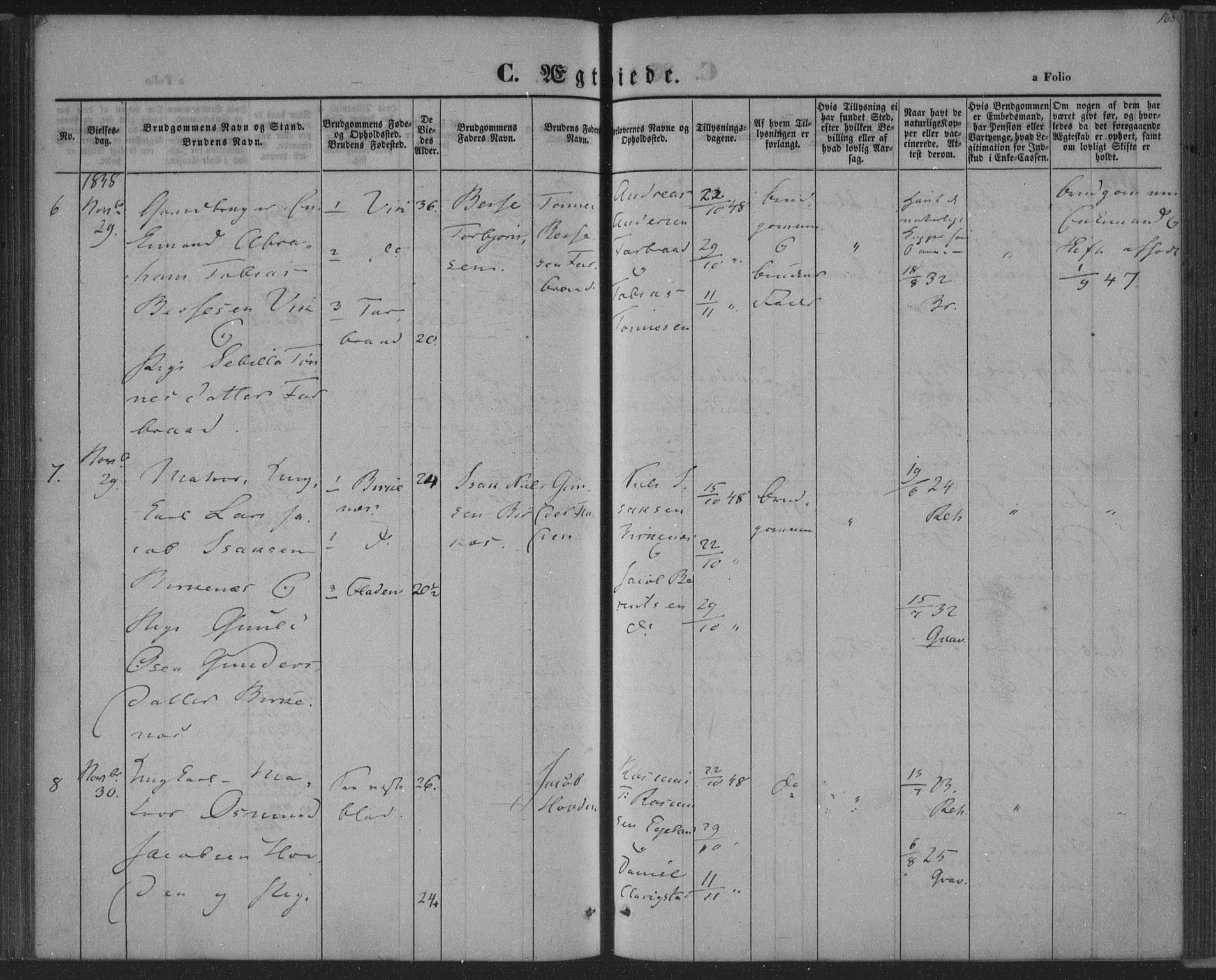 Herad sokneprestkontor, AV/SAK-1111-0018/F/Fa/Fab/L0003: Parish register (official) no. A 3, 1844-1853, p. 168